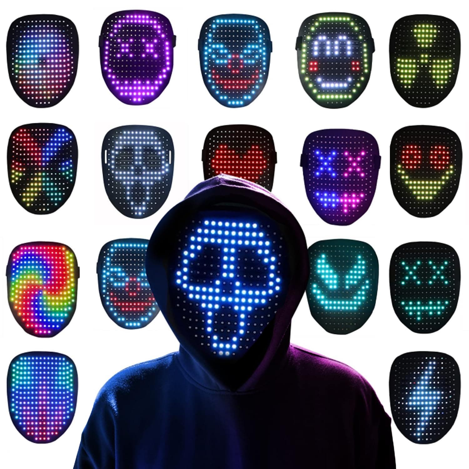 TAPIT Led Mask with Gesture Sensing, LED Light Up Face Transforming Mask for Kids/Men/Women