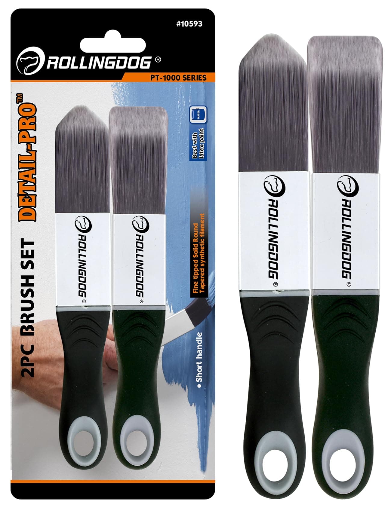 ROLLINGDOG Paint Brush for Trim - Edging Paint Brush 2PC,Triangular Brush and Square Trim Brush,Cut in,Edger,Corner,Sash Painting