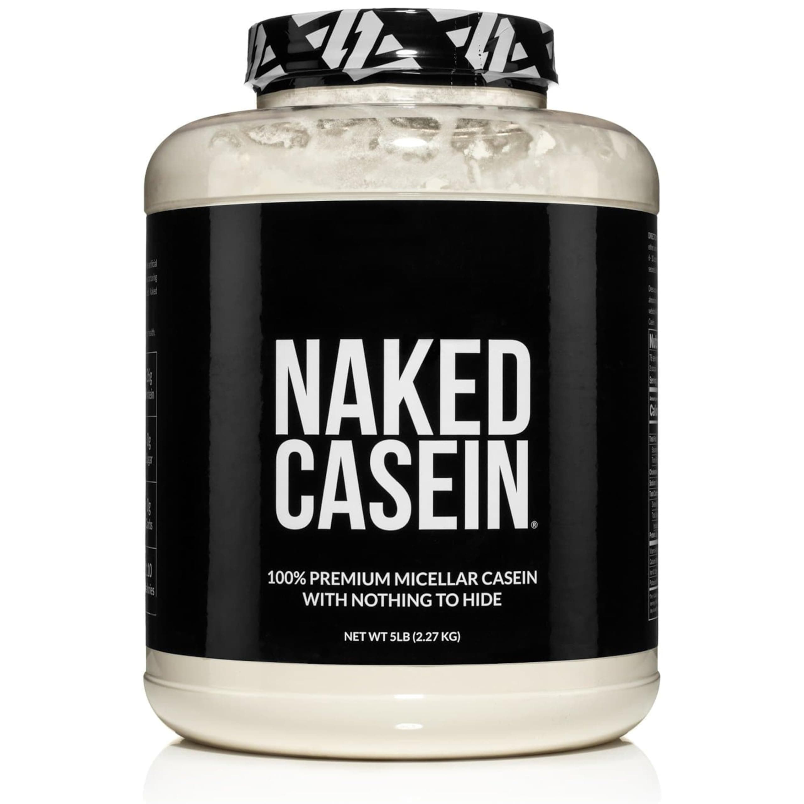NAKED Casein - 5Lb Micellar Casein Protein Powder - Bulk, Zero Carb, NSF Certified, GMO-Free, Gluten Free, Soy Free, Preservative Free - Stimulate Muscle Growth - Enhance Recovery - 76 Servings