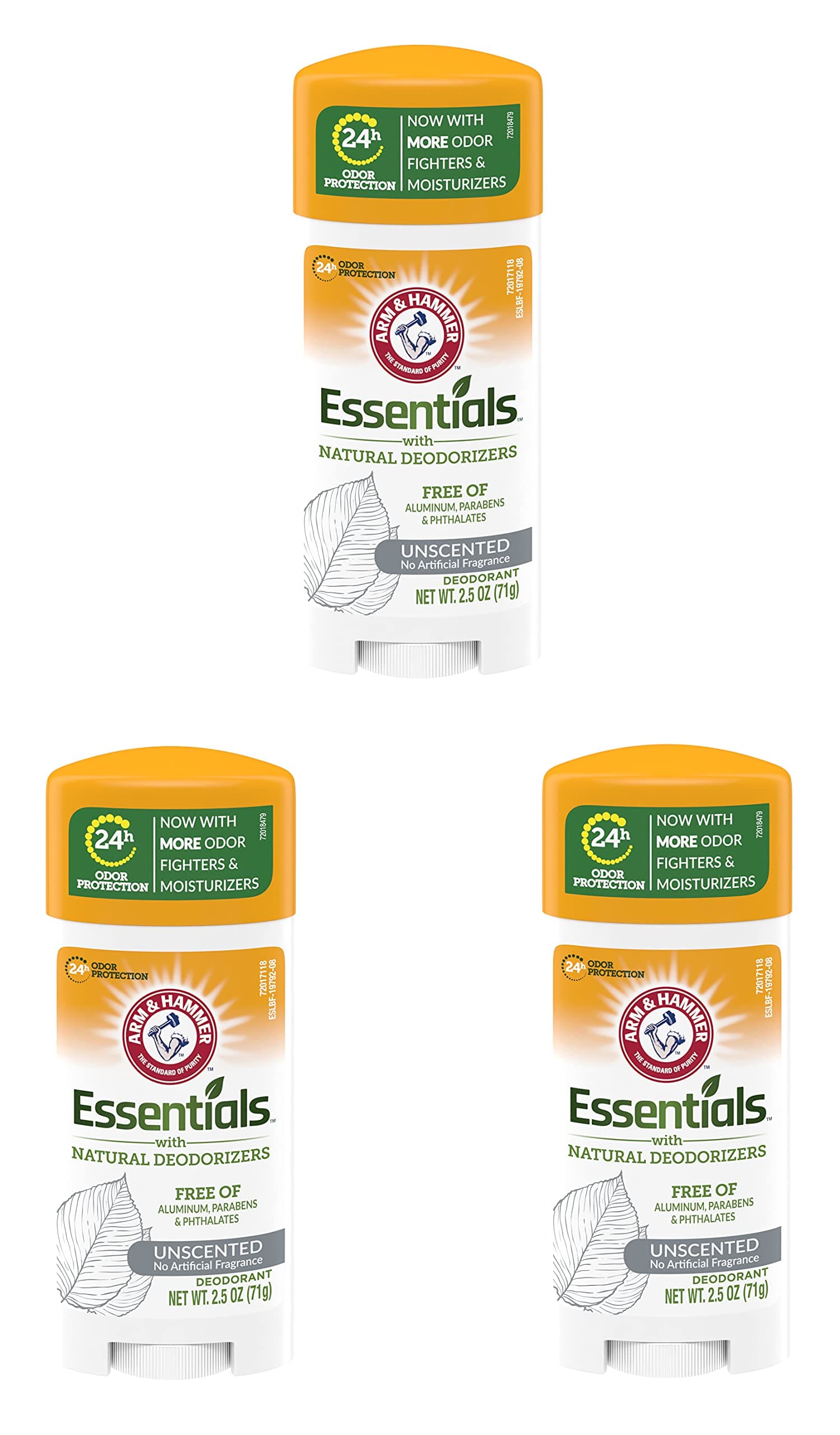Deodorant 2.5 Ounce Essentials Unscented (73ml) (3 Pack)