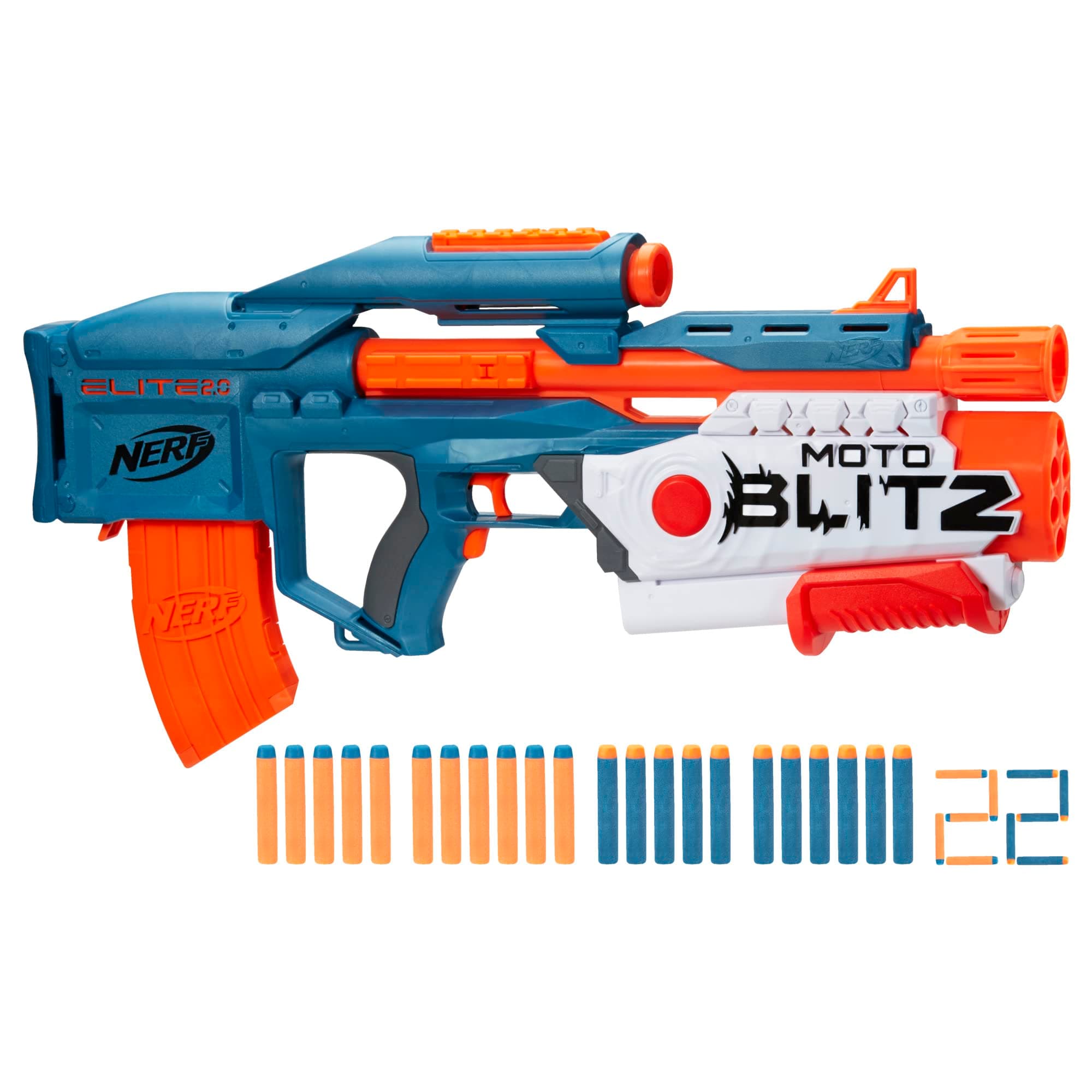 Elite 2.0 Motoblitz Blaster with Scope, Motorized 10-Dart Blasting, Airblitz 6 Darts, 22 Darts, Outdoor Toys for 8 Year Old Boys & Girls