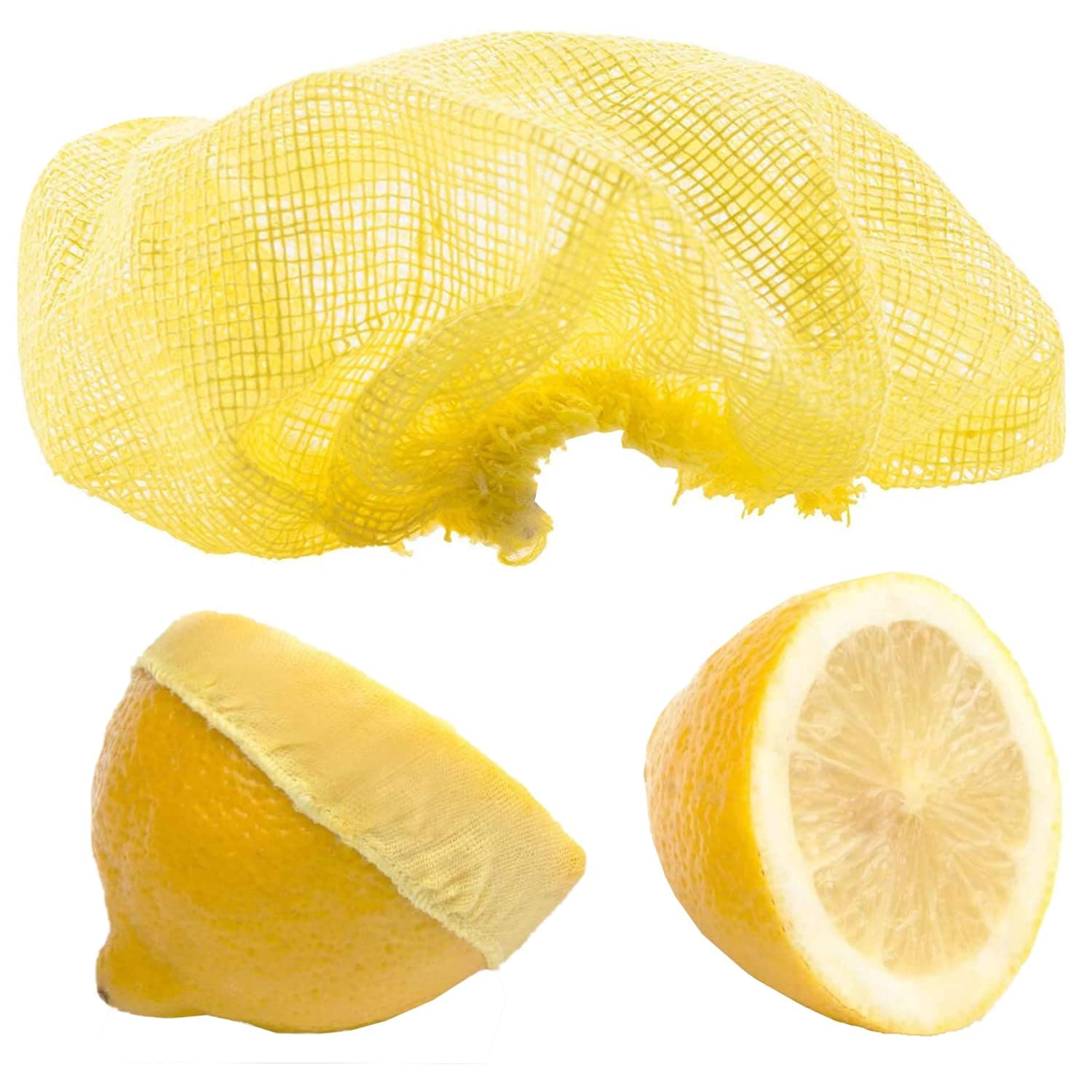 Lemon Wedge Wraps 2" Size. (25 Pack) Classic Stretch Wraps Restaurant Grade Nets for Halves or Wedges, Yellow