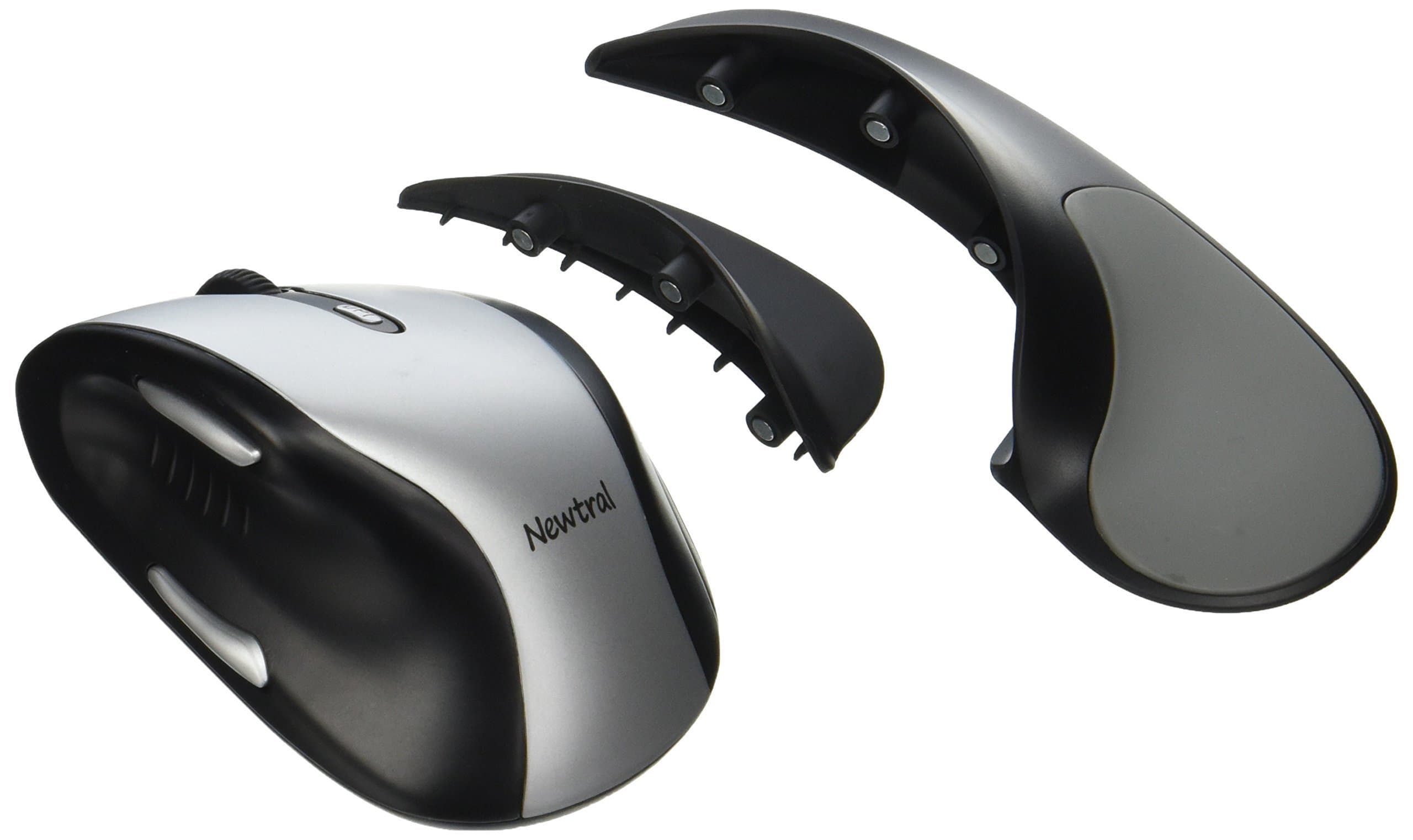 Microtouch Newtral 2 Gripless Medium Ergonomic Wireless Mouse for Windows/Mac/Linux - Black/Silver