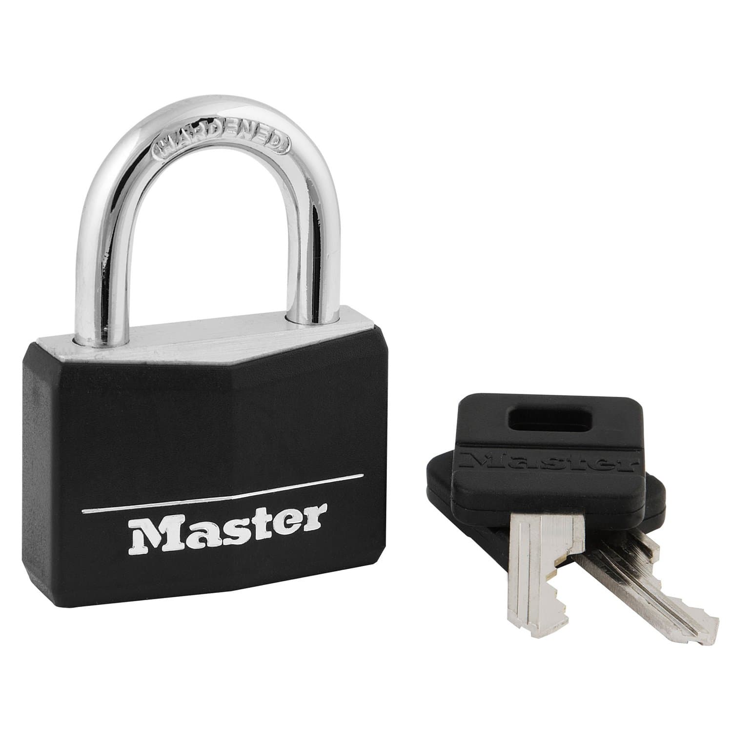 Master Lock 141D Solid Aluminum Padlock, Black Cover, 1-9/16-inch, 7/8-inch Shackle