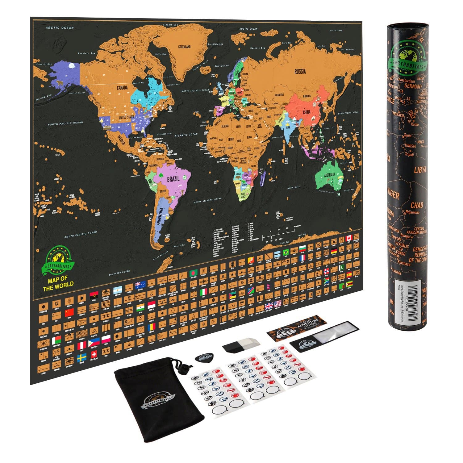 Earthabitats Scratch Off World Map