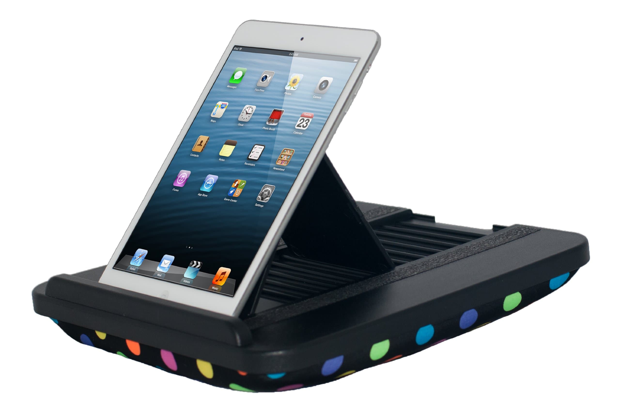 Prop 'n Go Slim - iPad Pillow with Adjustable Angle Control for iPad Air, iPad mini, iPad Pro, iPhone, Tablets, eReaders, and more (Polka Dots)