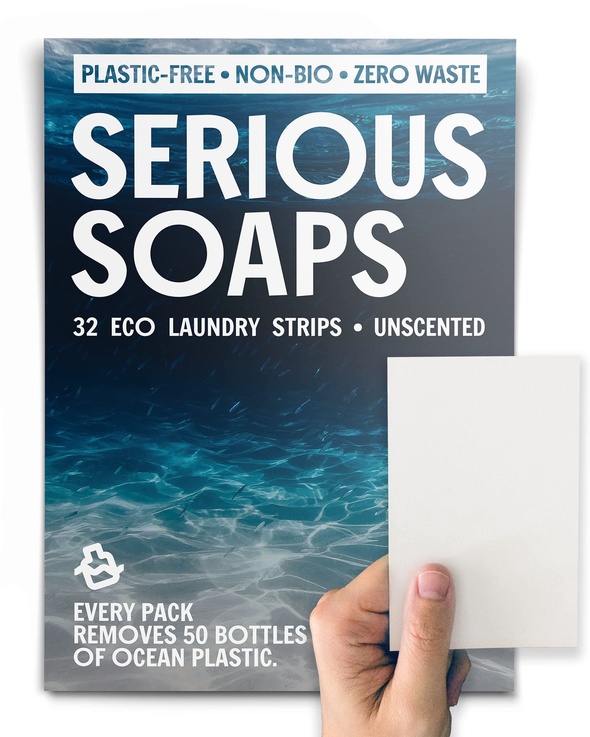 Serious Soaps Unscented Laundry Sheets | Plastic-Free, Zero-Waste Laundry Detergent Sheets | Home & Travel Wash Laundry Strips | Dissolvable Washing Powder Eco Laundry Sheets | Pack of 32 Sheets