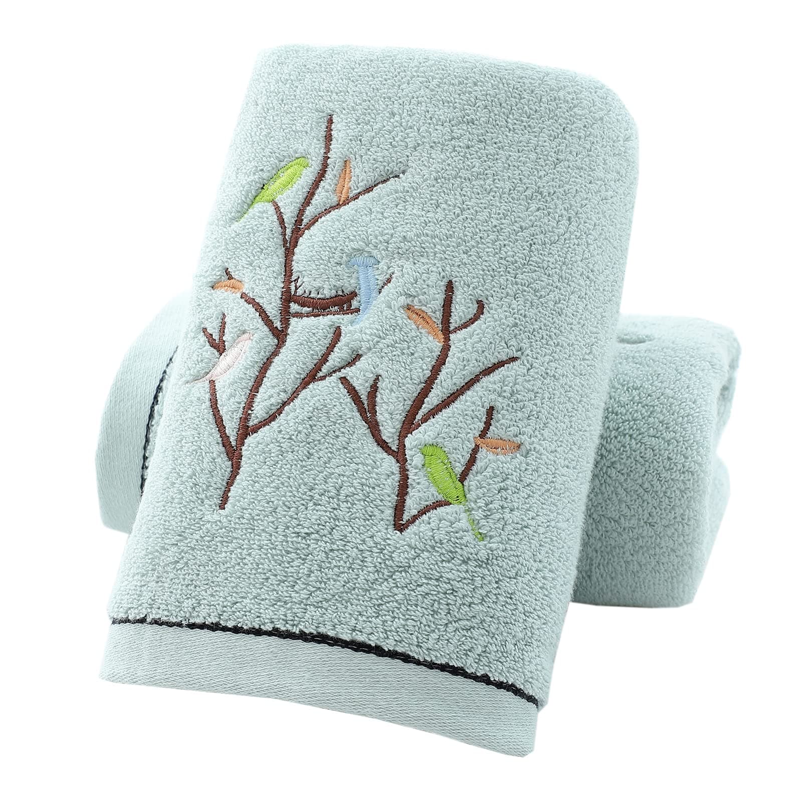 2pc Bird Tree Pattern Hand Towels