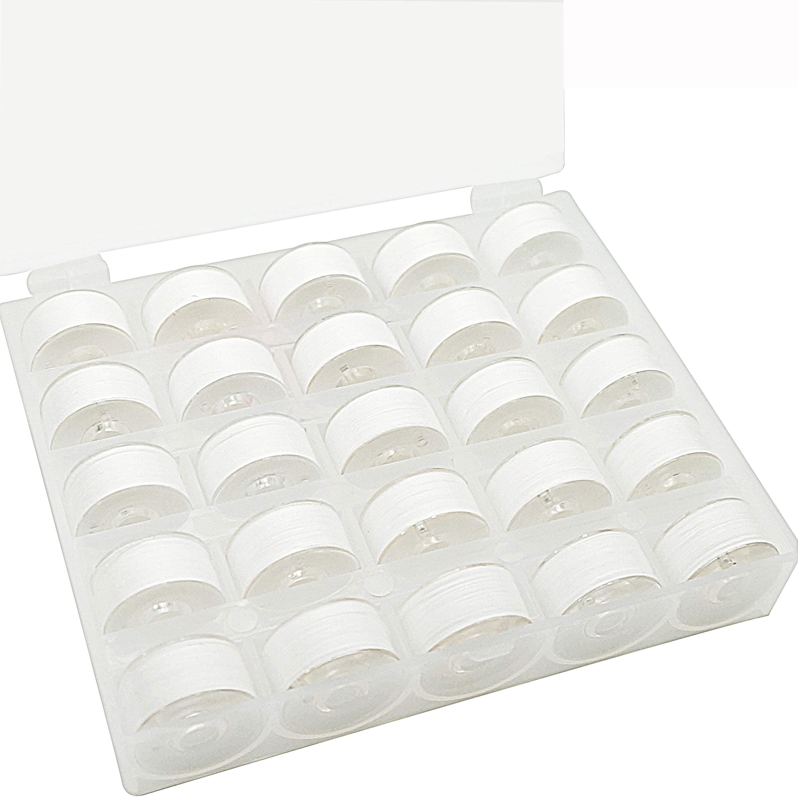 New brothread 25pcs White 60S/2 (90WT) Prewound Bobbin Thread Plastic Size A SA156 for Embroidery and Sewing Machines DIY Embroidery and Sewing Thread Cottonized Soft Feel Polyester Thread