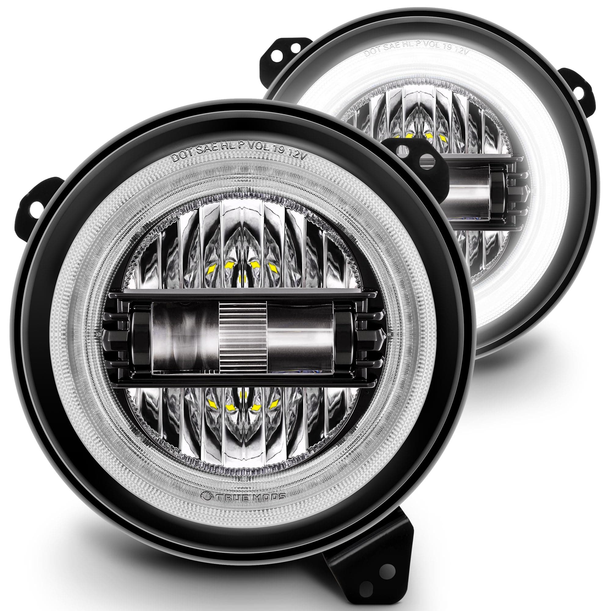 TRUE MODS 9 Inch Round LED Headlights Replacement for 2018-2025 Jeep Wrangler JL JLU Unlimited Gladiator JT Accessories [DOT Approved] [Dual-HALO DRL] Sealed Beam Front Head Light Lamp Bulb