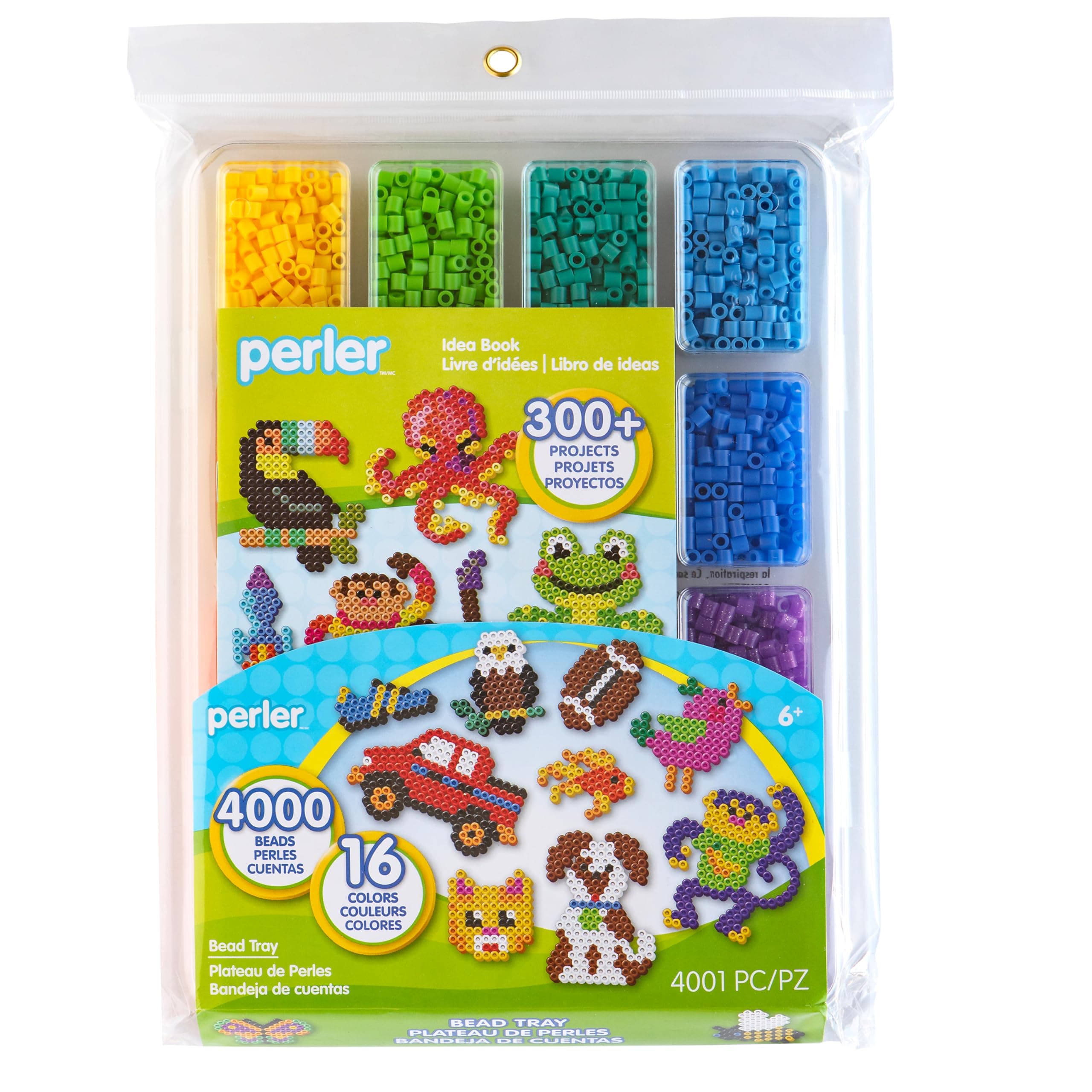 17605 Assorted Fuse Beads Kit with Storage Tray and Pattern Book for Arts and Crafts, Multicolor, 4001pcs