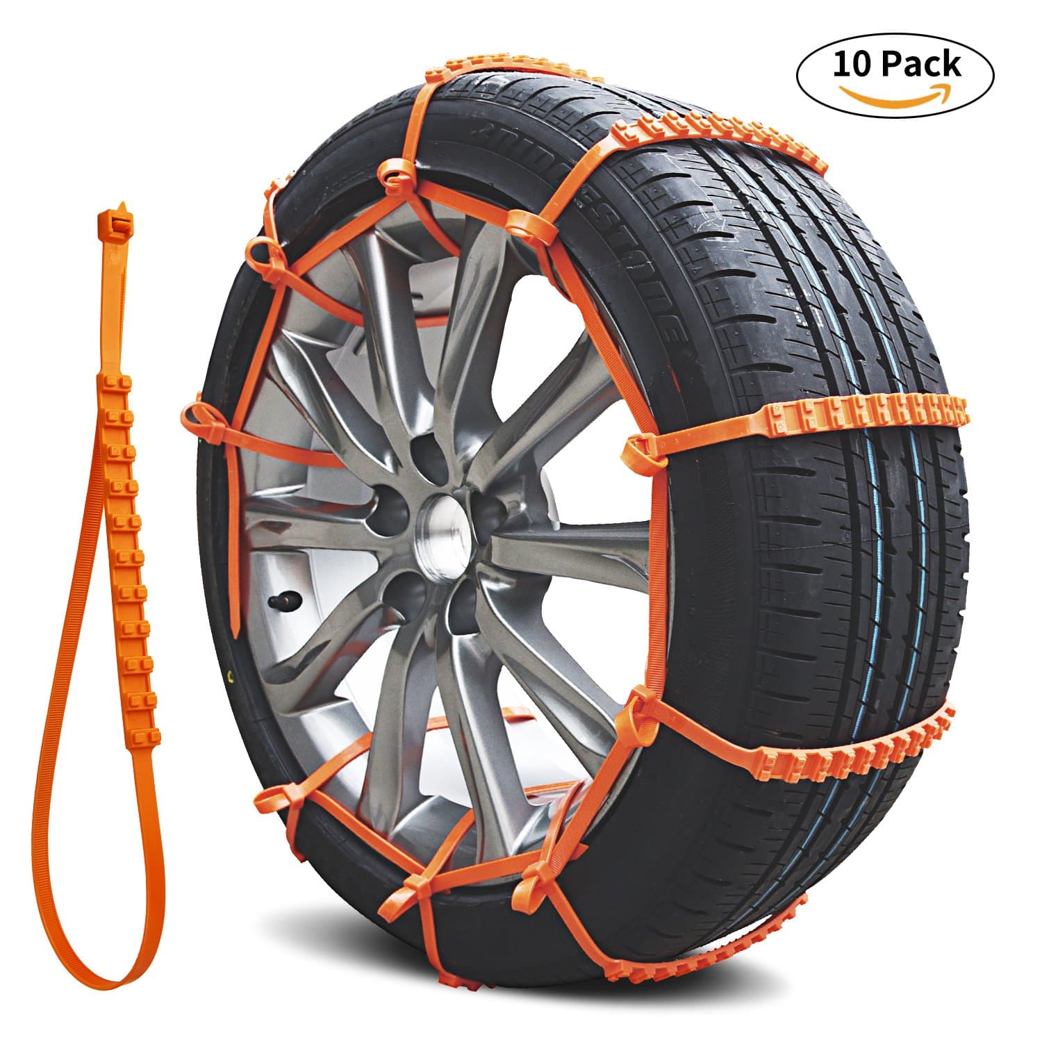 Snow Chains, Emergency Tire chains Tire Chains Adjustable Snow Cable Chains Emergency Chains Fit for Most Car/SUV 10PCS