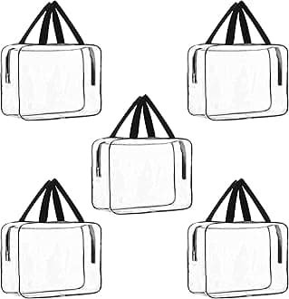 TULMAN PVC Transparent Travel Toiletry Bag Cosmetic Makeup Organizer Hand Bag Kids Toys Storage Organizer Bag for Home- (30x22x8 cm), Transparent, 5 Pack, Travel Accessories
