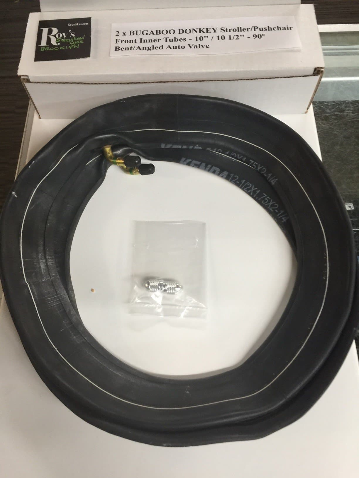 2 (Two) X Bugaboo Donkey Stroller/Jogger Front Inner Tubes 10" /10 1/2 " Bent Valve with Free Upgraded Valve Caps $4.99 Value