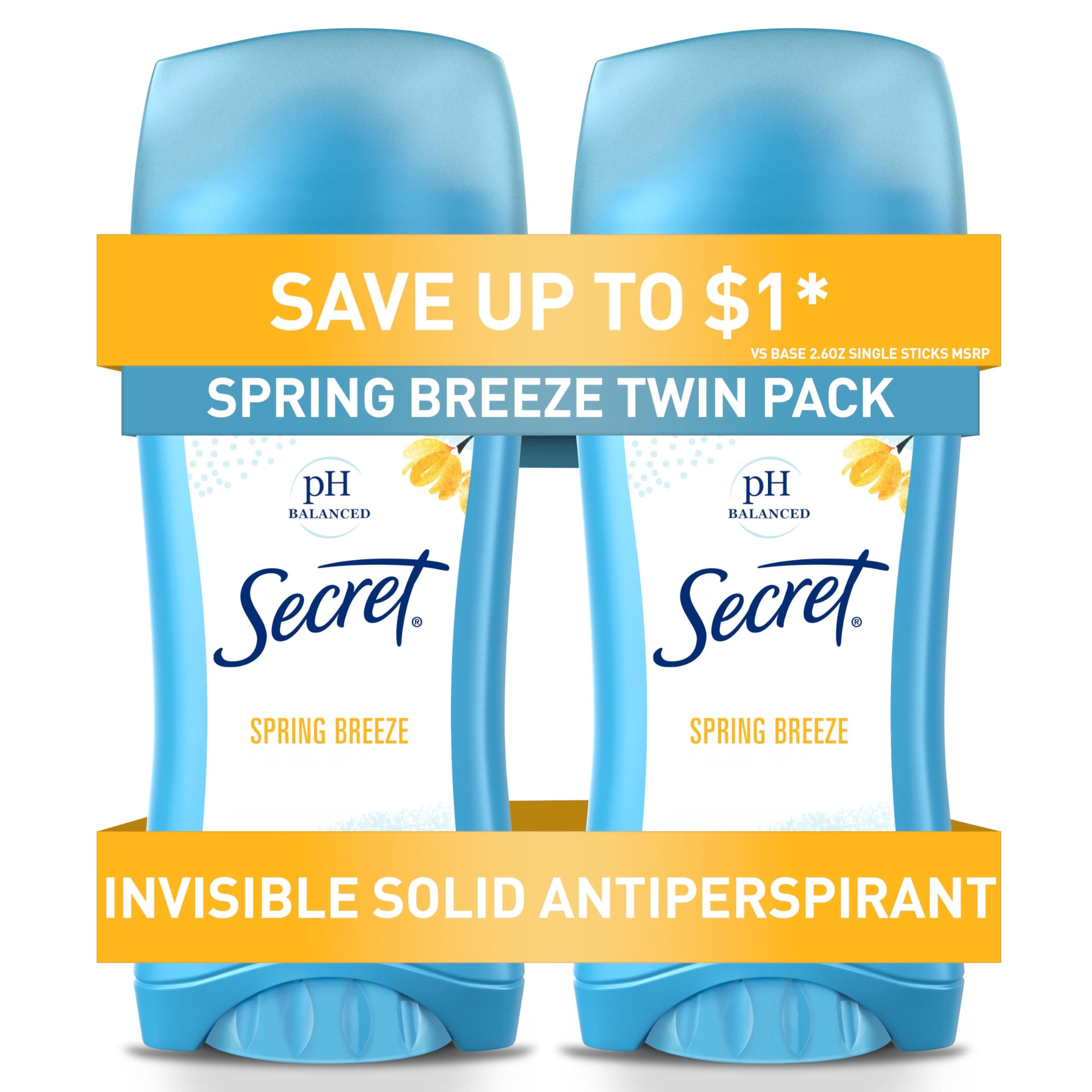 Spring Breeze Scent Invisible Solid Antiperspirant & Deodorant Twin Pack 5.2 Oz