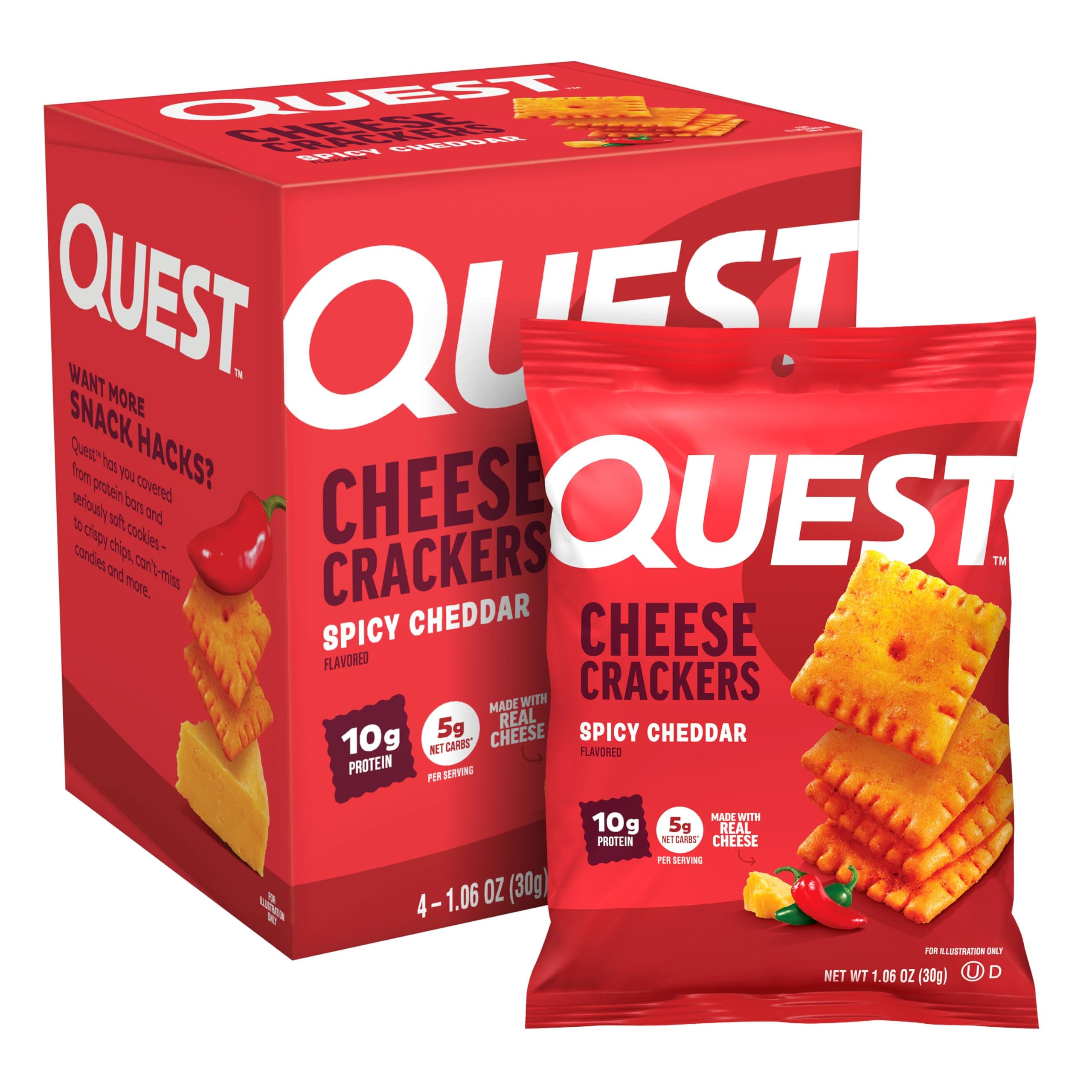 Quest Cheese Crackers Spicy Cheddar, 4/box
