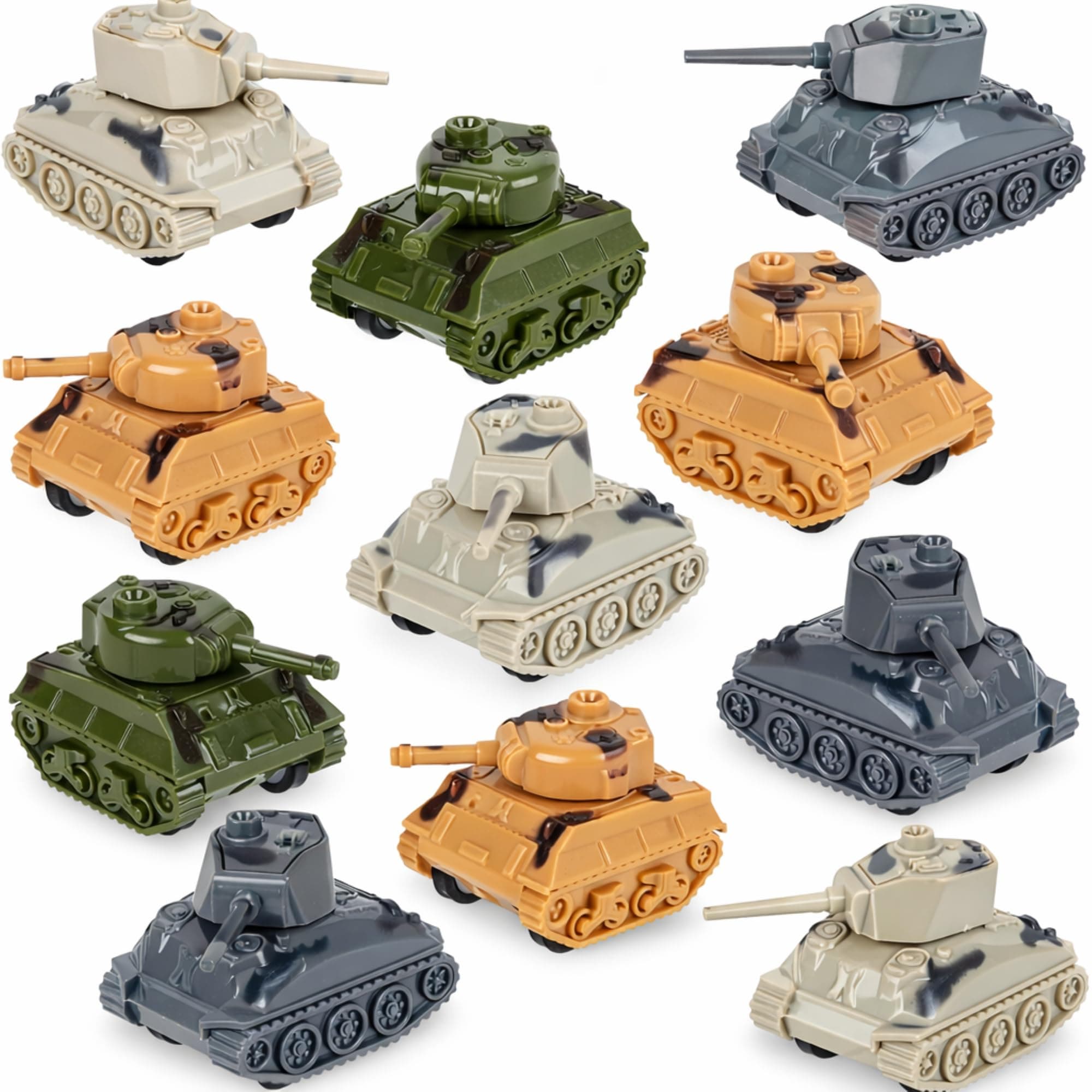ArtCreativity 24 Pack Mini Pullback Tanks, Army Toy Vehicles with Pullback Action, Fun Military Toys for Kids, Party Favors and Goodie Bag Fillers