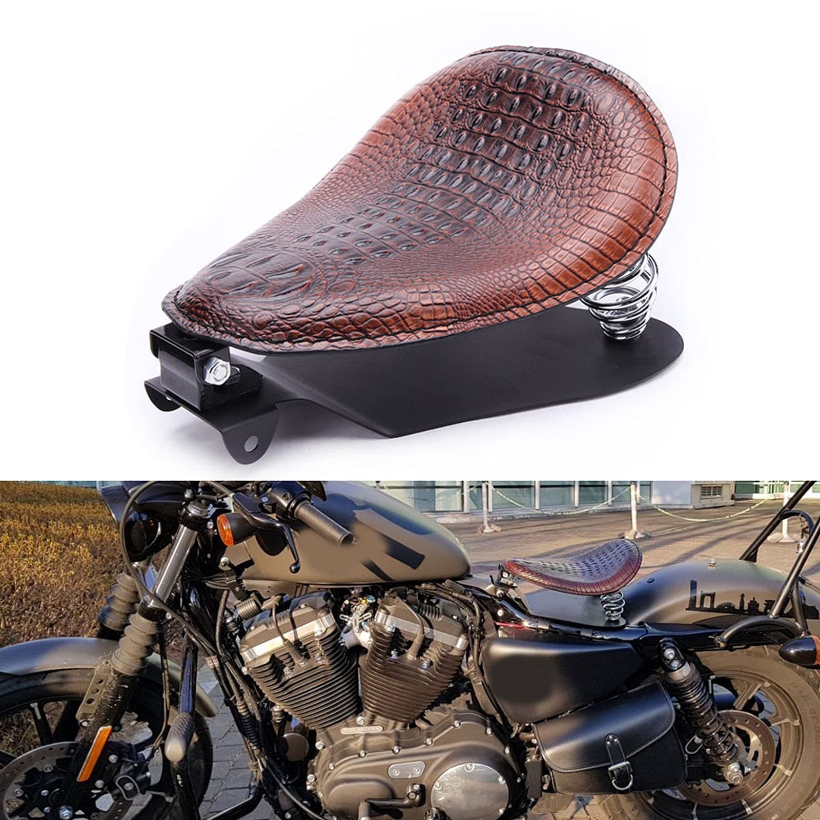RICH CHOICES Motorcycle Solo Seat Brown Spring Brown Bracket Base Set Compatible with Honda Shadow Spirit ACE VT 1100 750