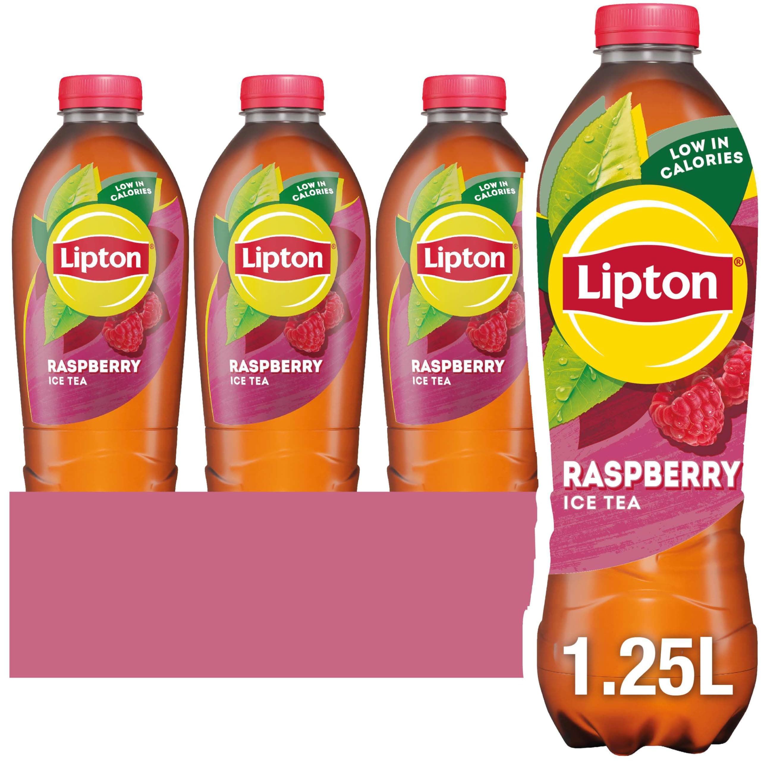 Lipton Raspberry Bottled Ice Tea 1.25 L (Pack of 6), low calorie soft drink, 100% black tea extract