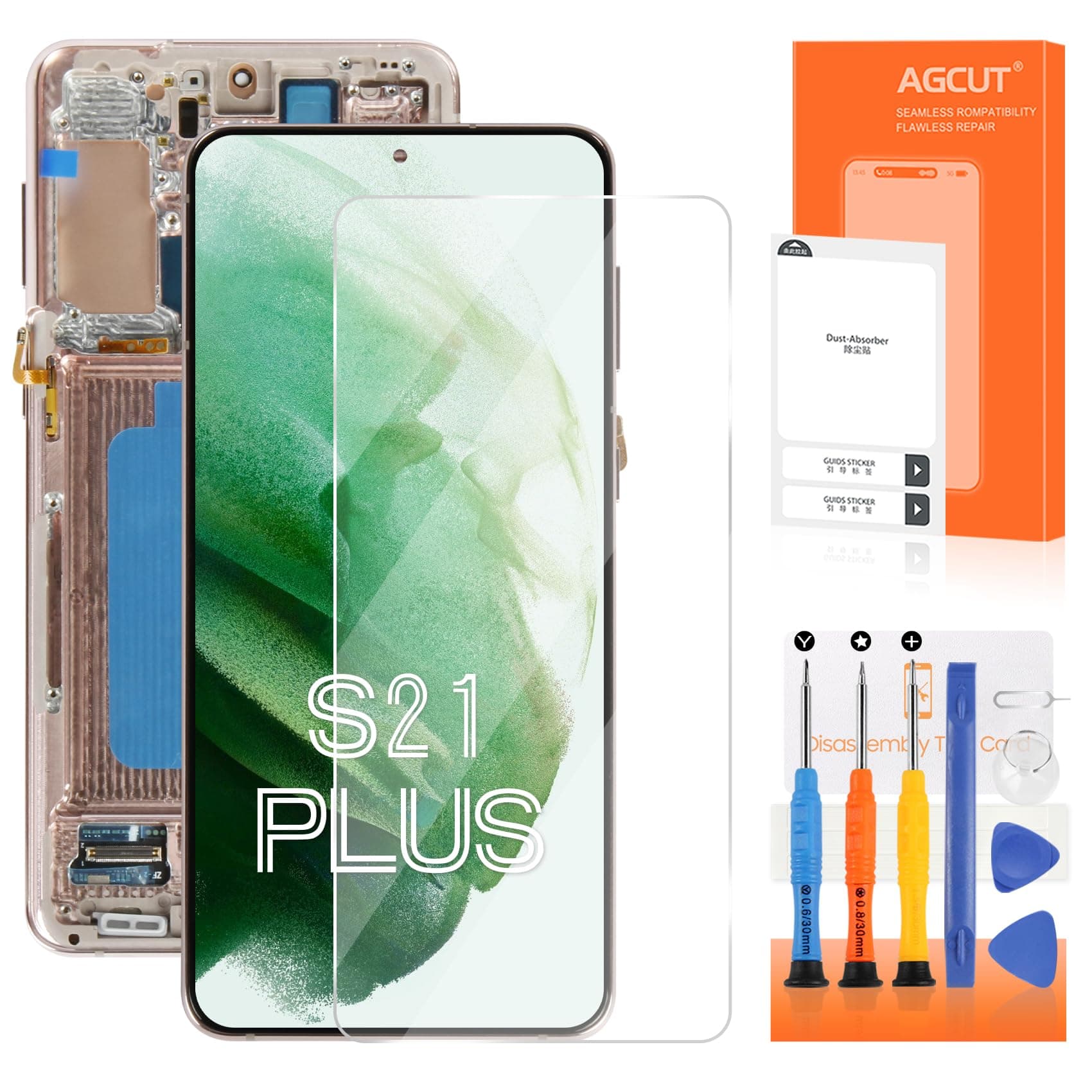 OLED for Samsung Galaxy S21 Plus Screen Replacement S21 Plus 5G LCD Display SM-G996W SM-G996U LCD Digitizer Screen Touch Assembly Gold with Frame(Original Size,Support Fingerprint)