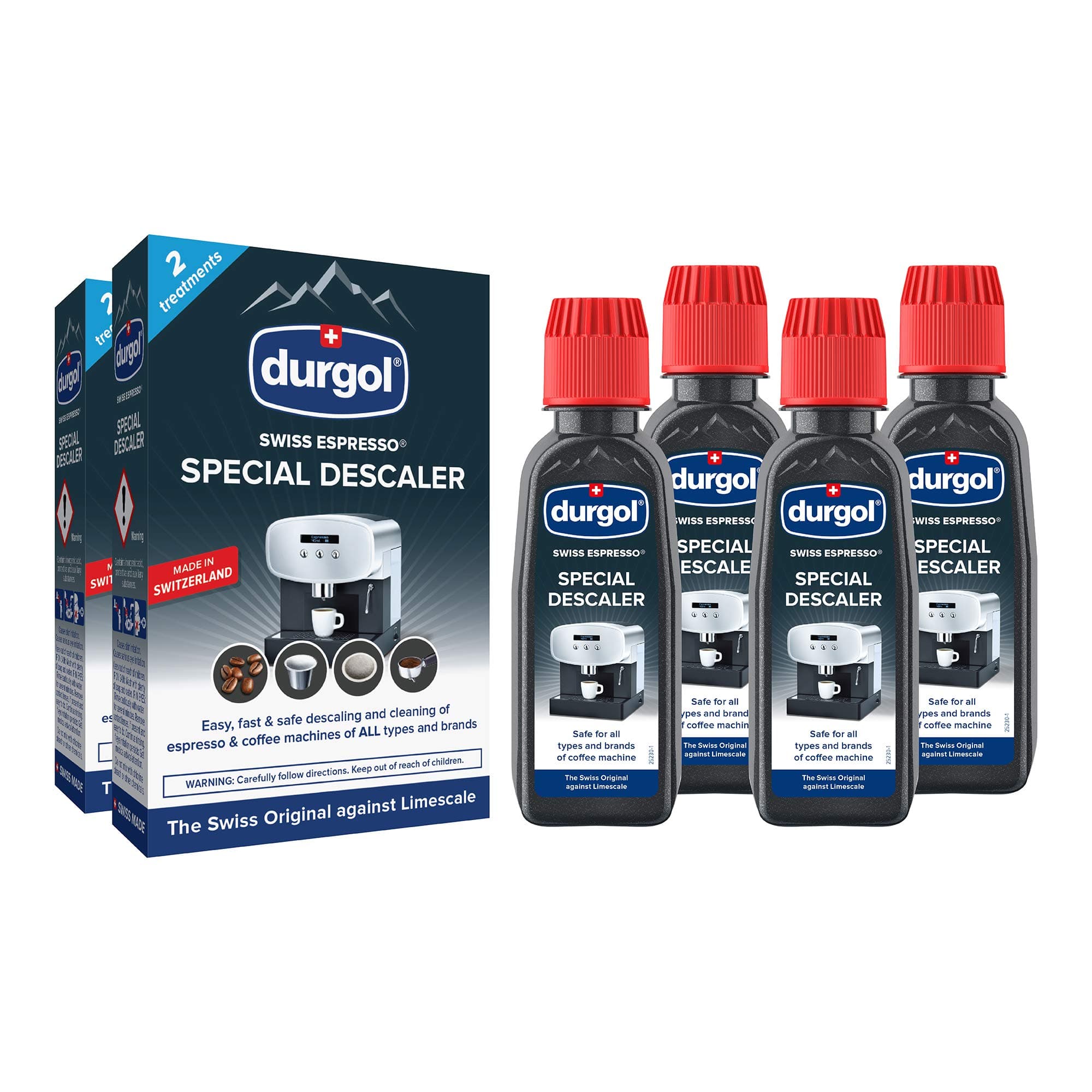 Swiss Espresso Machine Decalcifier/Descaler Solution,4 Count