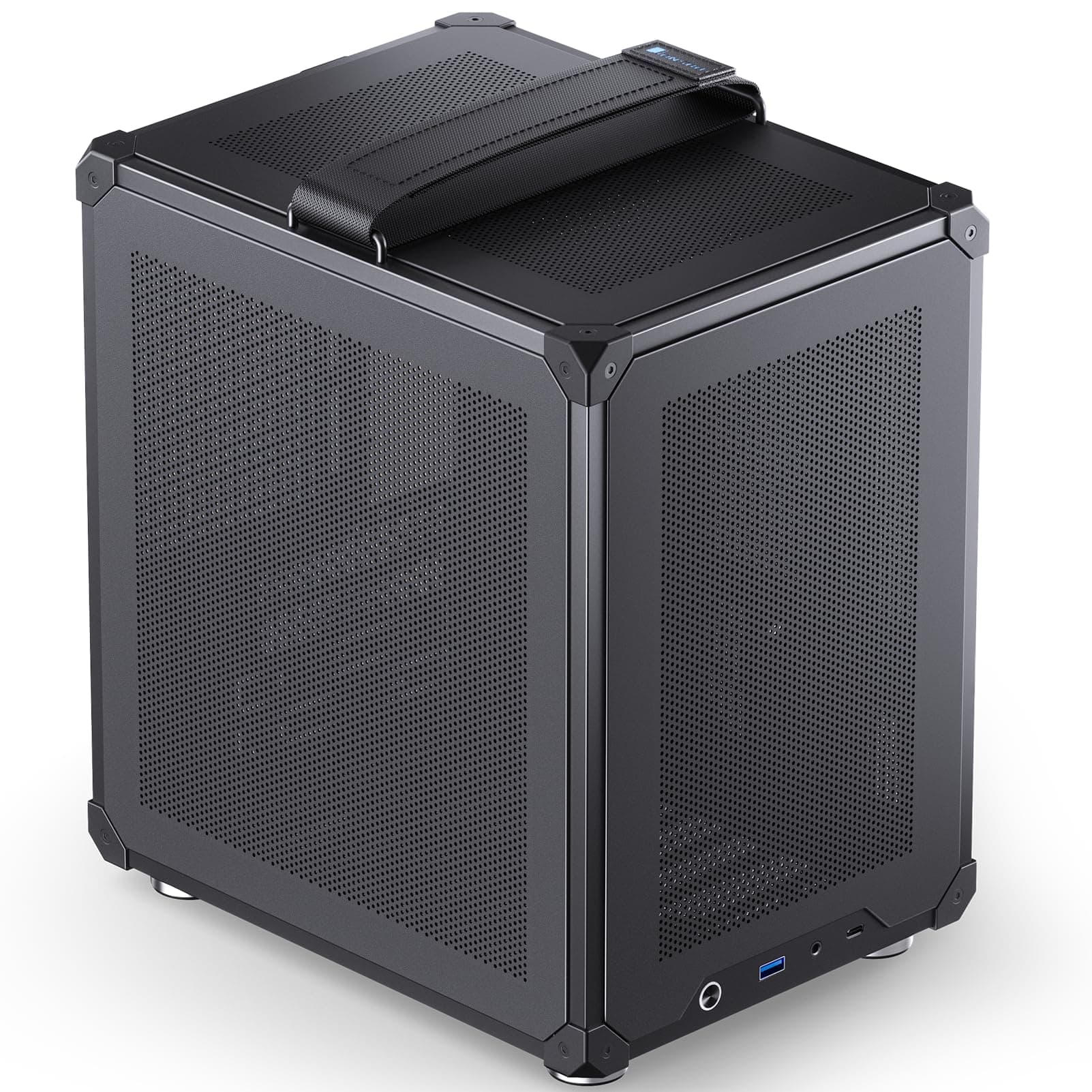 C6-ITX Black Mini ITX Handled Mesh PC Case, Simple Compact Desktop Chassis, SP MB mini-ITX/Mini-DTX, ATX Power Bite (L140mm Max.), 170mm Tower Cooler,Tool-Free Open SFF Case, Black