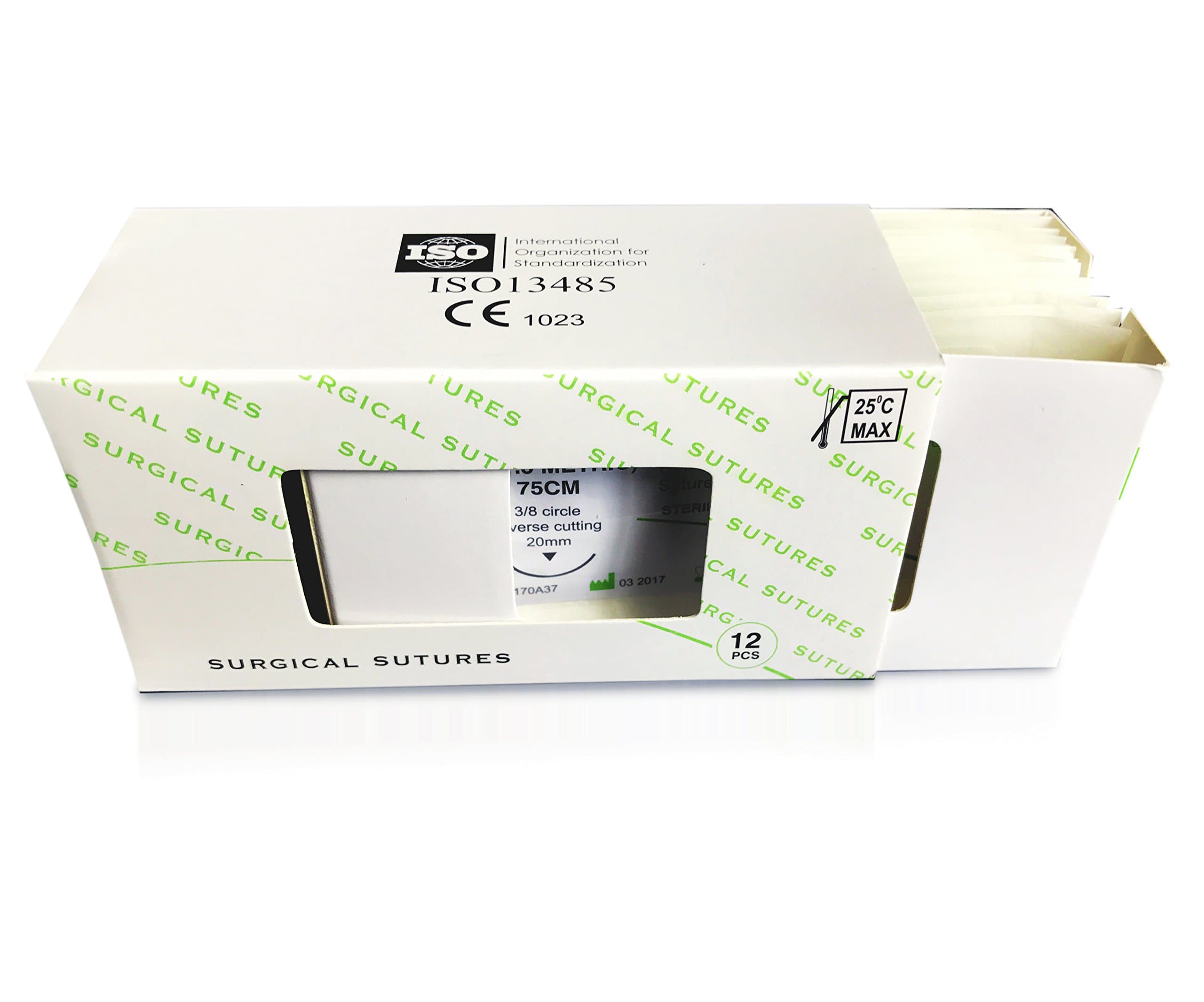 Exactmed - 12 Pack Sutures Thread with Needle - First Aid Field Emergency Practice and Training - Non Absorbable Surgical Suturing with Needles - 100% Satisfaction Guarantee!