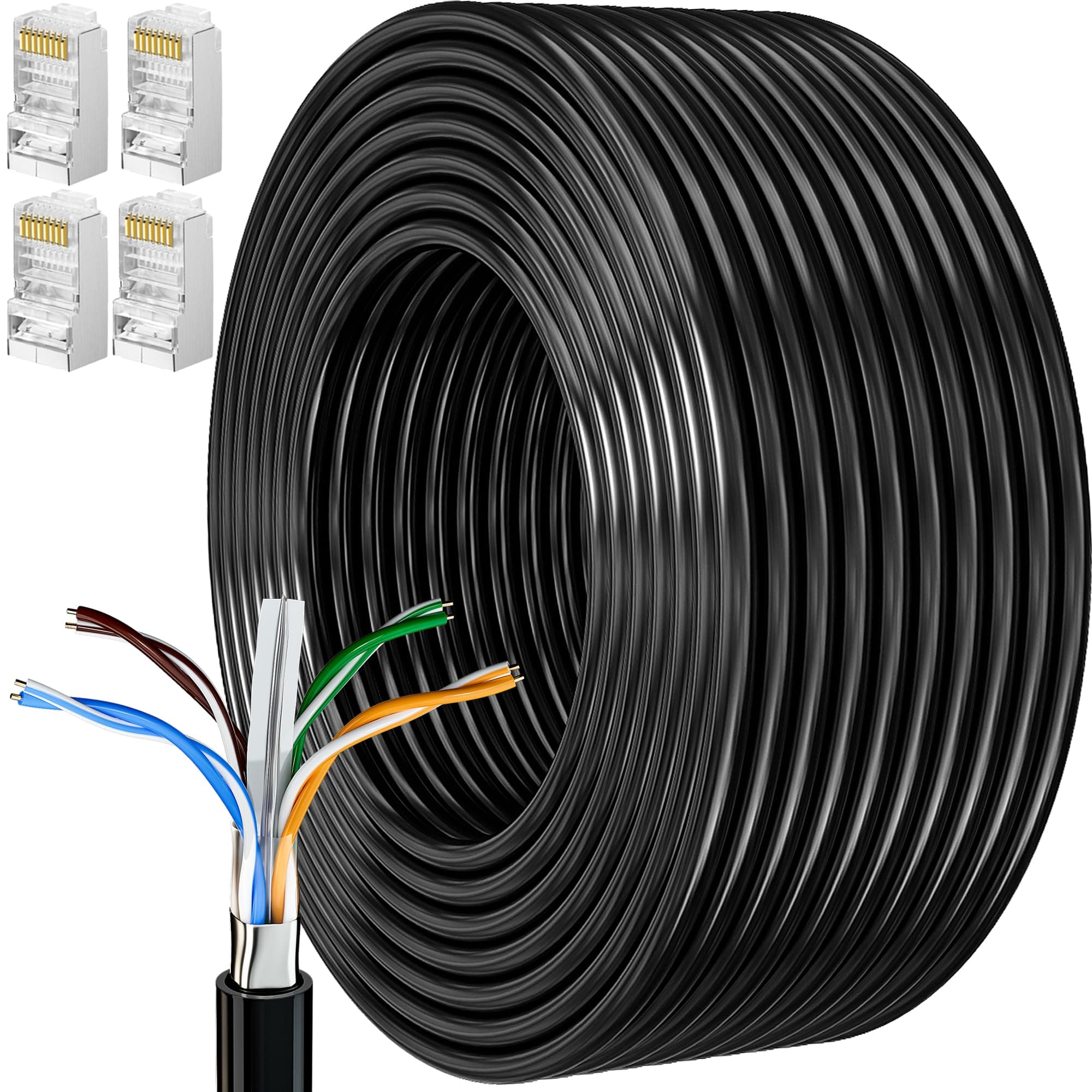 MEIPEK 20m Ethernet Cable Cat 6 External Bulk Internet Cable 20 Meters FTP 23AWG Lan Extra Long High Speed Rj45 Network Shielded Patch