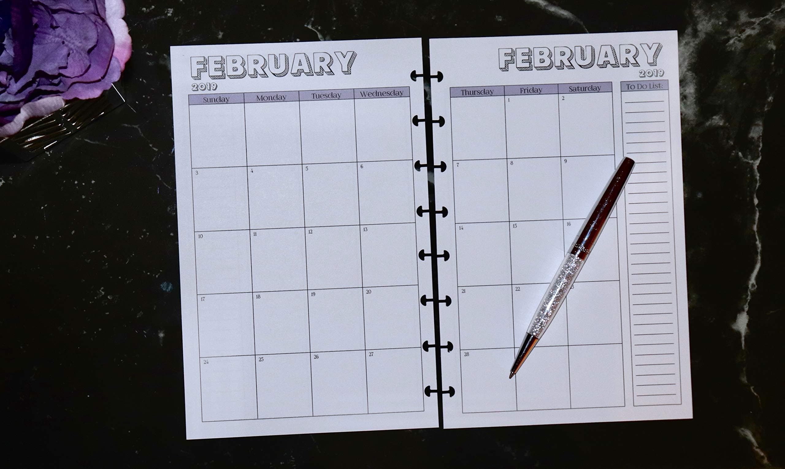 2020 | 2021 | 2022 | 2023 Monthly Dated Planner Inserts Refills | Discbound | 8 disc | 8.5" x 5.5" (A5) | Sunday Start Date | The Pure Collection | LMN Creates