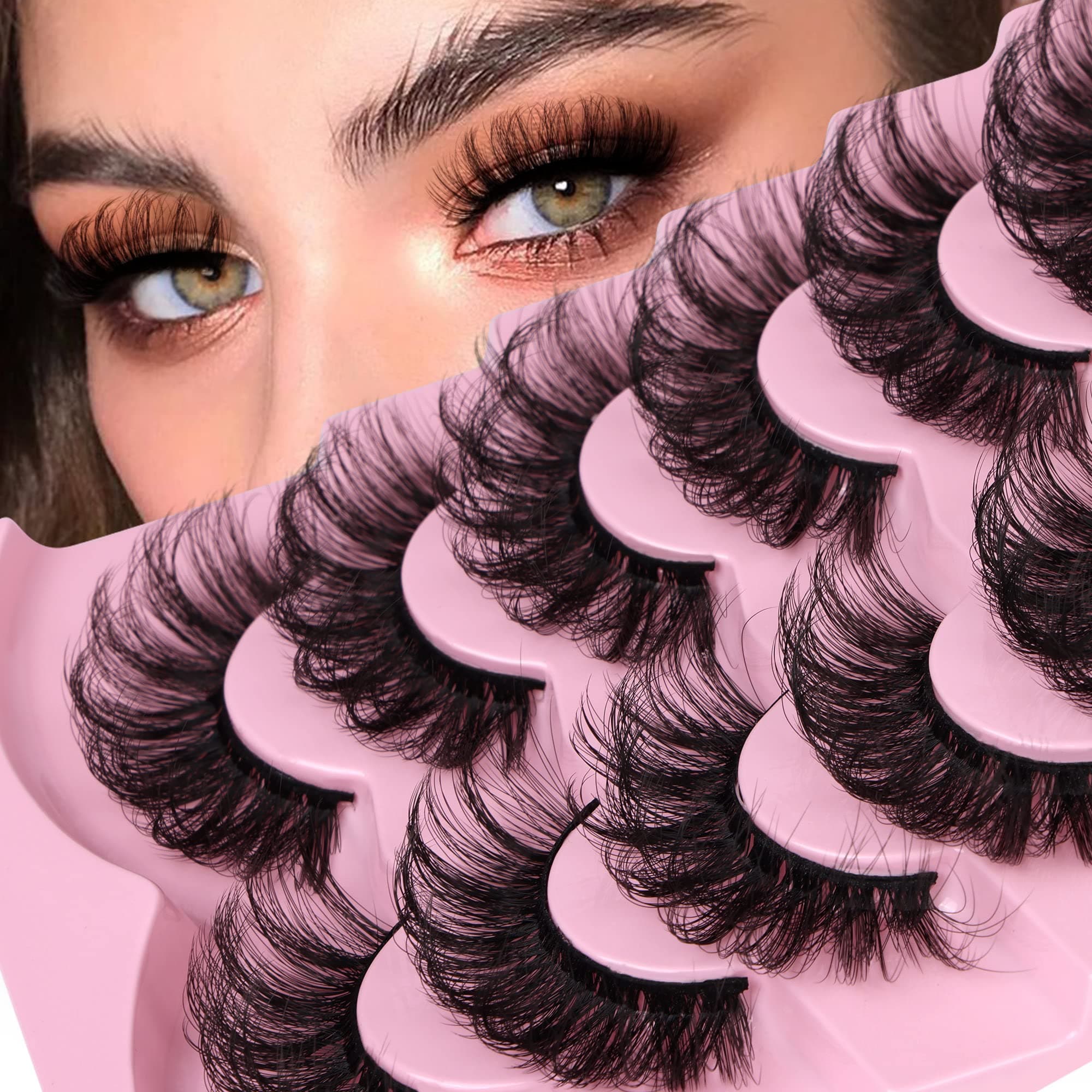 Lashes Mink Fluffy Dramatic Wispy False Eyelashes 20MM 6D Volume Crossed Strip D Curl Eye Pestañas Thick Soft Fake 7 Pairs Pack