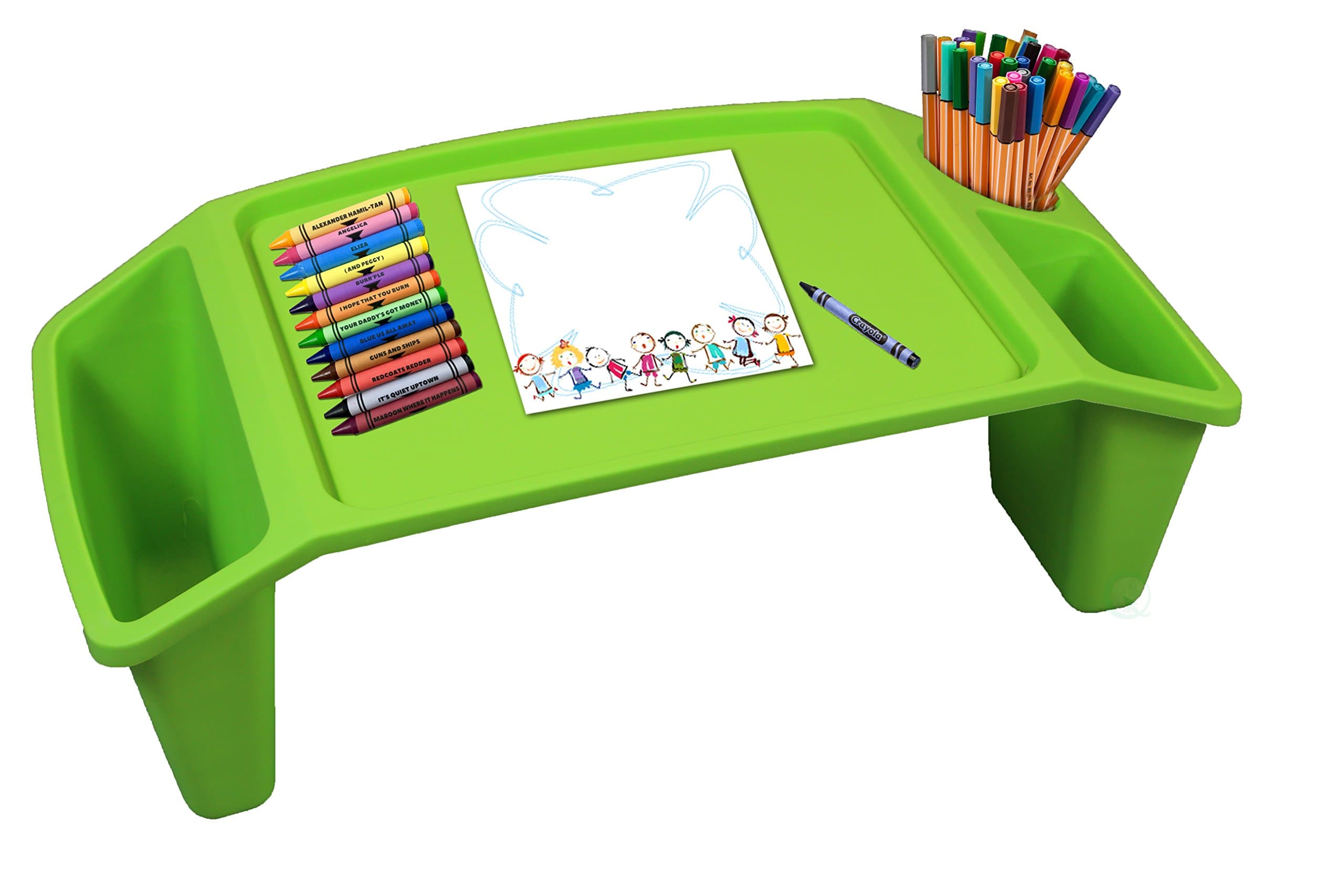 Basicwise Kids Lap Desk Tray, Portable Activity Table, Green, Set of 12
