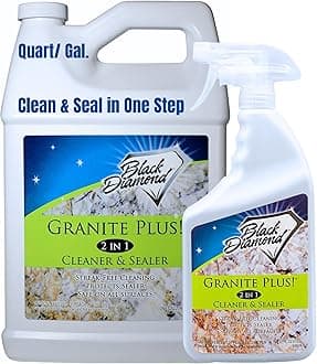 Black Diamond Stoneworks Granite Plus! 2 in 1 Cleaner & Sealer for Granite, Marble, Travertine, Limestone, Ready to Use! (1 Quart/1 Gallon)