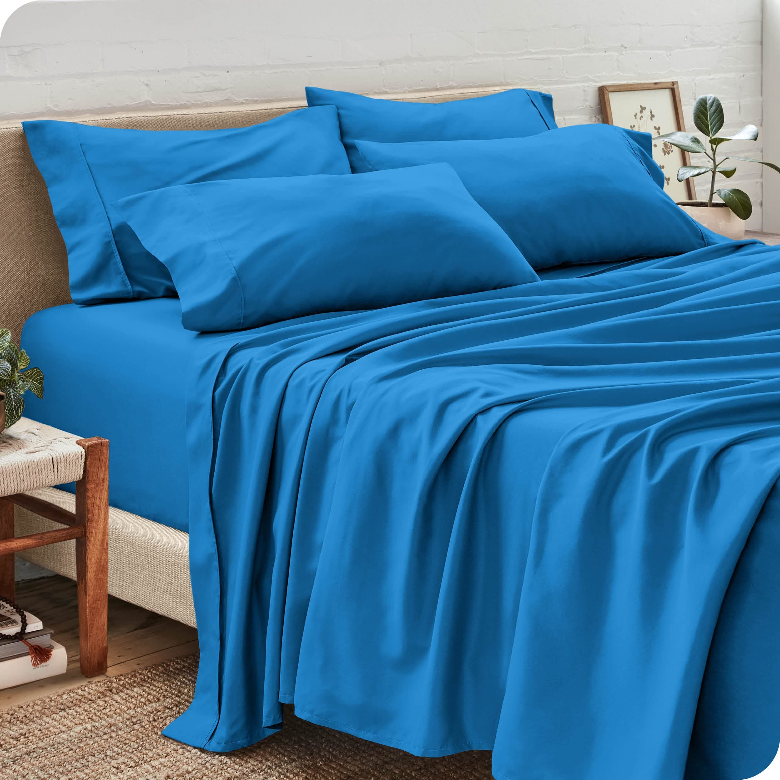 Hotel Quality 6 Piece Sheet Set Full Size 1000 Thread Count Egyptian Cotton 21'' Extra Deep Pocket Royal Blue Luxury Collection Bedding Set