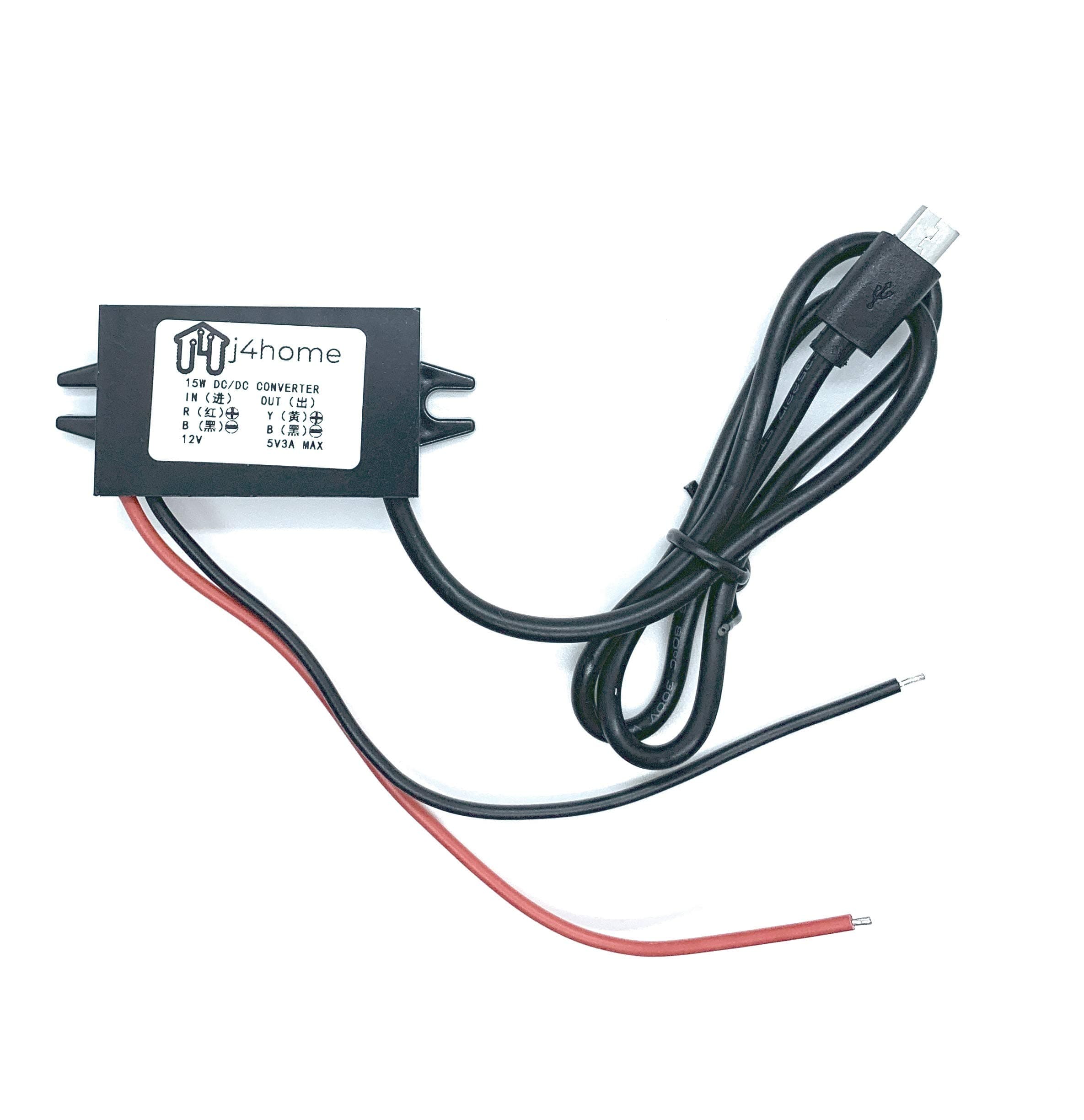 j4home DC-DC Ring Alarm Keypad Converter Step Down Module 12V to 5V Micro USB