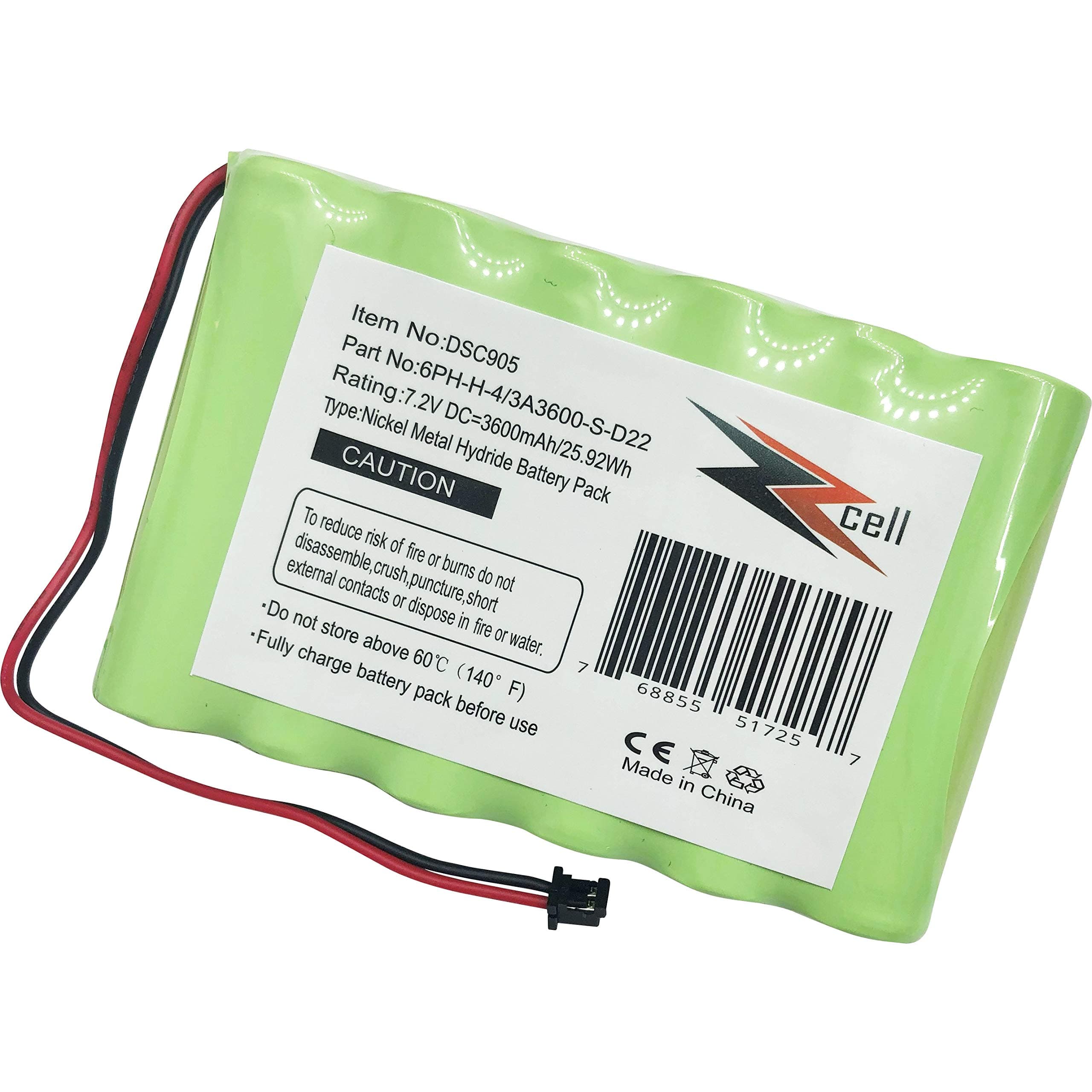 Battery Replacement for DSC Impassa SCW9057 Control Panel, 6PH-H-4/3A3600-S-D22 Alarm System 7.2V 3600mAh (Note: Check Part No. Before Purchase) Battery Will Fully Charge Once Installed.