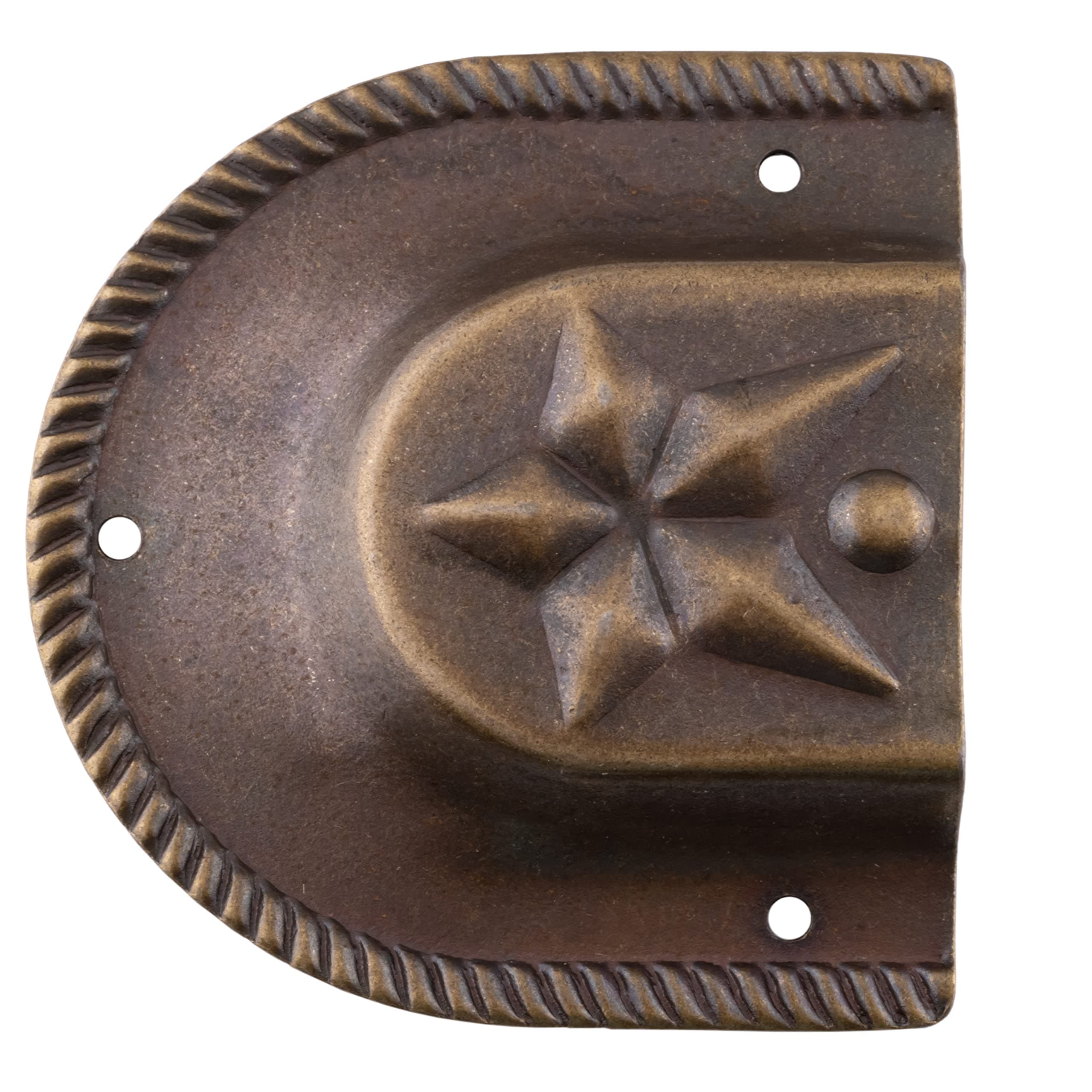Antique Brass Star Trunk Handle Loop Cap | Hardware for Slotted/Non-Slotted Round Ended Trunk Handle | HO1-SAB (4)