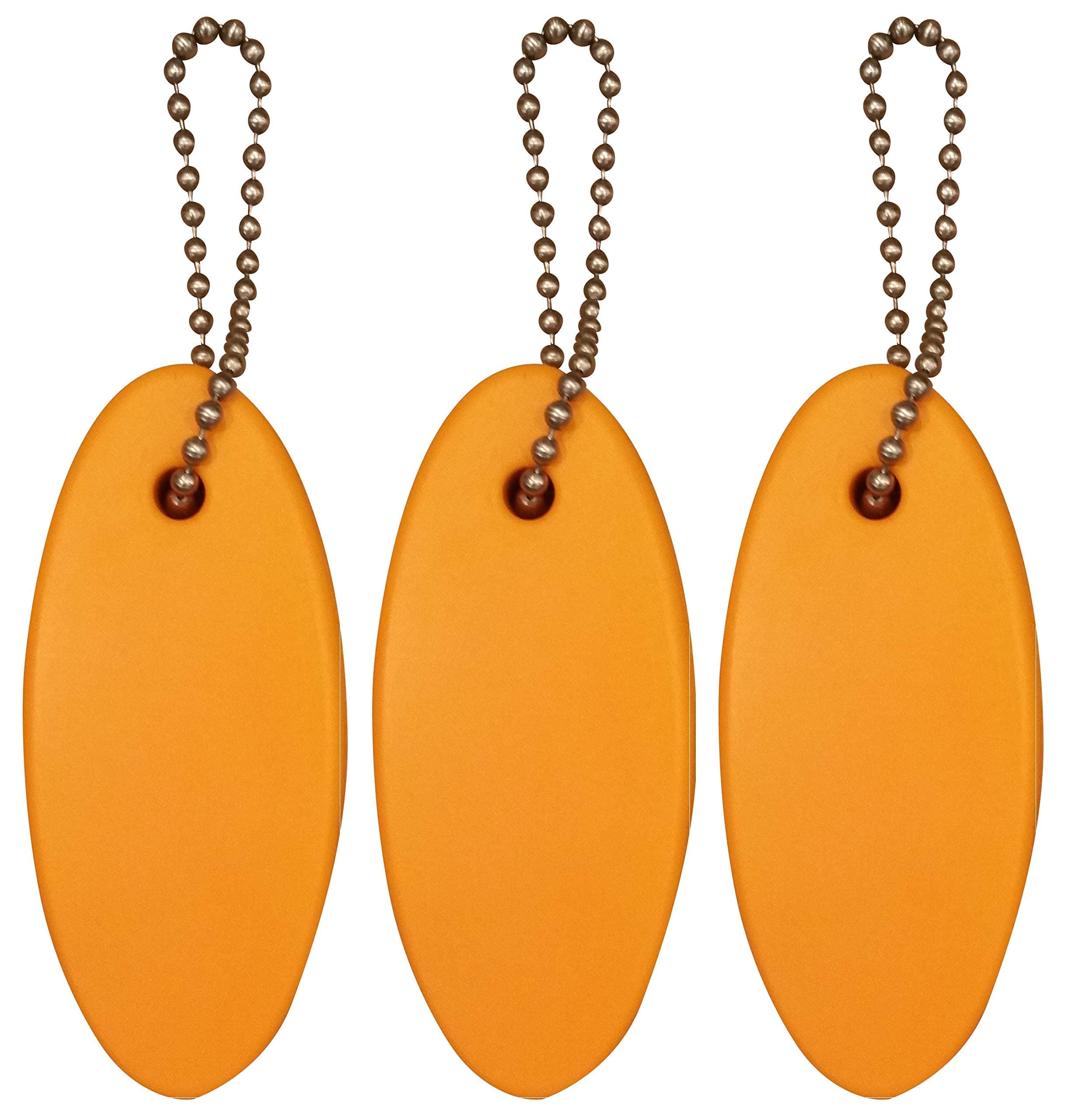 3 Pack ORANGE Floating Keychain key floats -Polyurethane Foam- 6" stainless ball chain