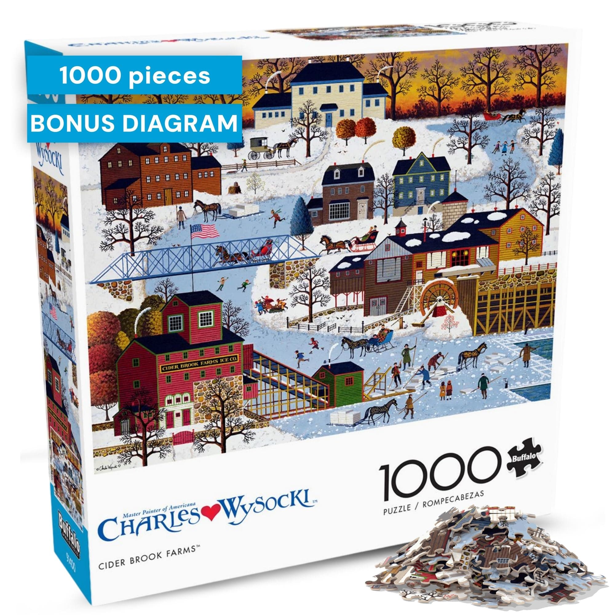 Buffalo Games - Charles Wysocki Festive Winter Scene 1000 Piece Jigsaw Puzzle for Adults and Families