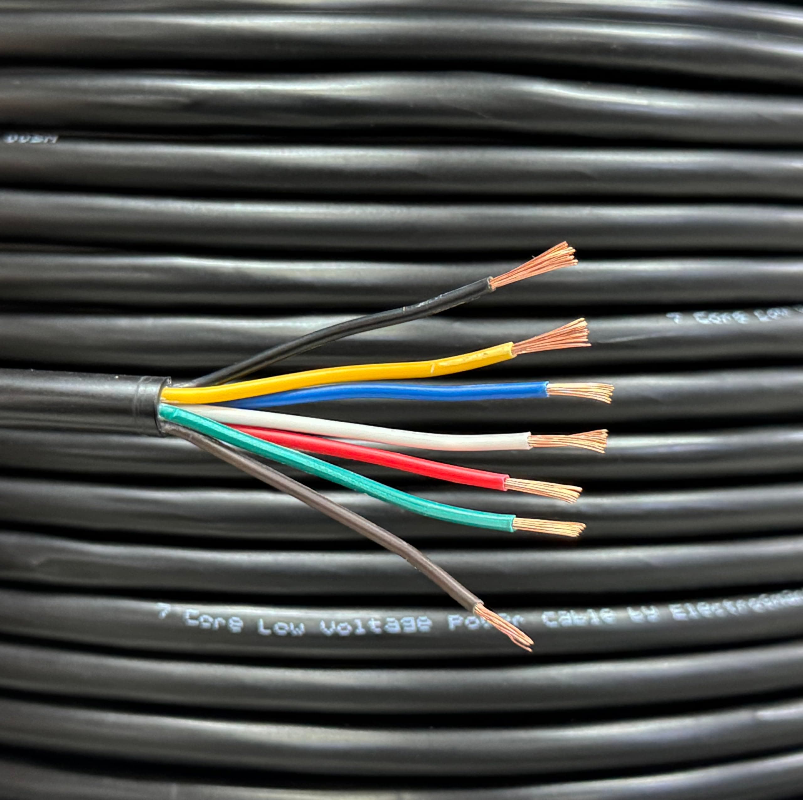 5m 7 Core Copper Cable Car Van Trailer Tail LED Lighting Wire Caravan 11A 12v 24v