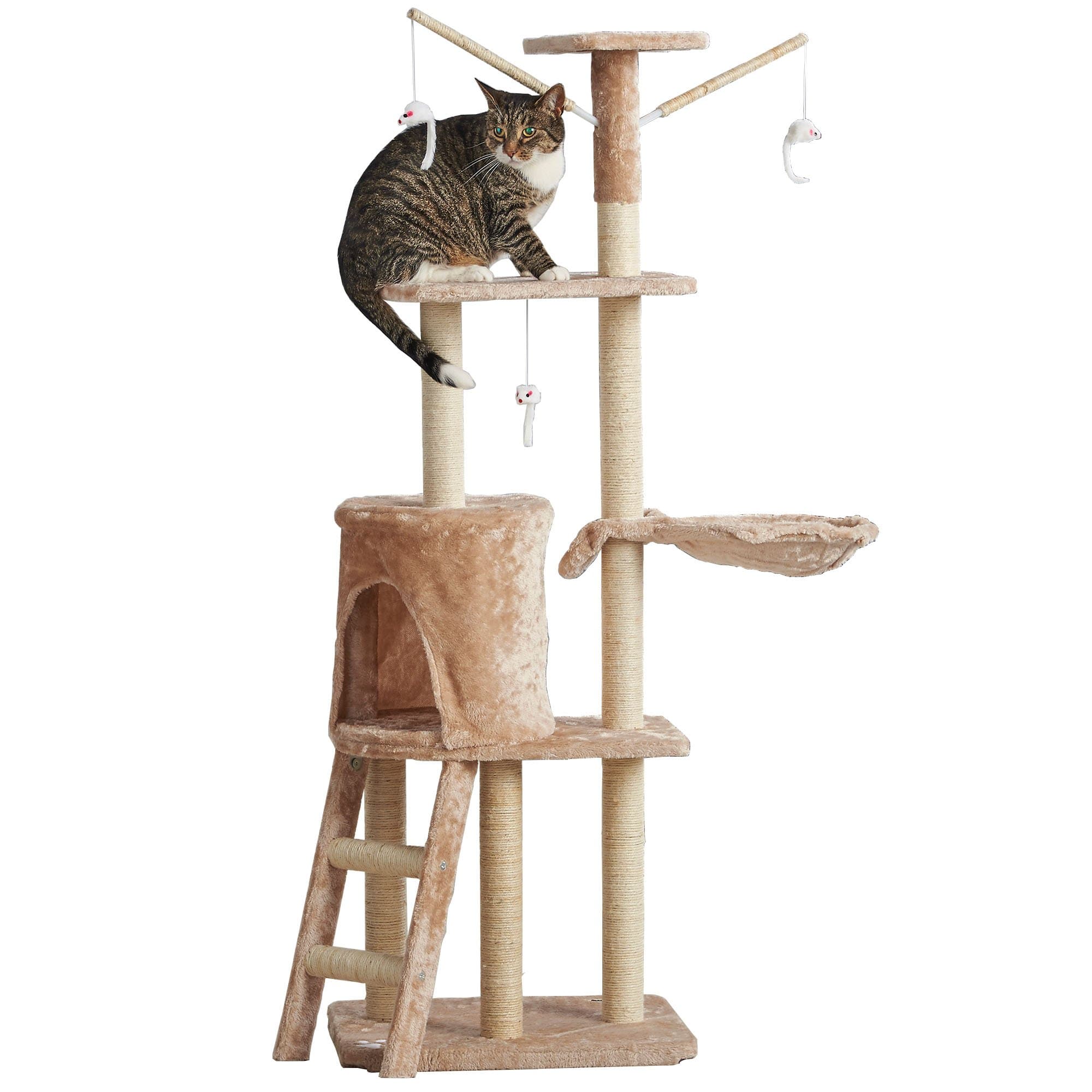 Milo & Misty Large 3 Platform Cat Tree Scratching Post Activity Centre - Beige