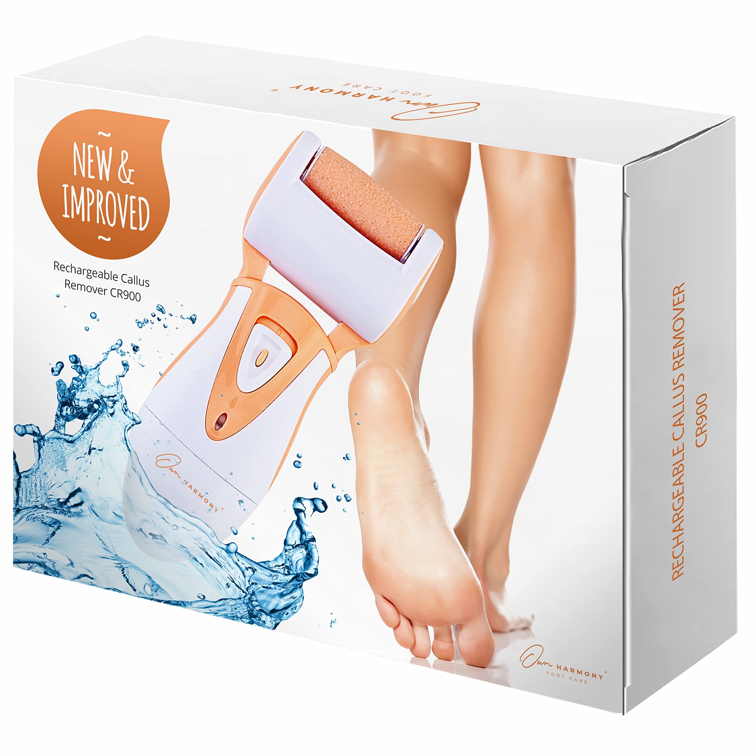 Electric Hard Skin Remover by Own Harmony - USA's Best-Rated Callus Remover - Rechargeable Pedicure Tools w/ 3 Micro-Diamond Rollers for Velvet Smooth Professional Foot Care Spa (Worldwide USB Cord)