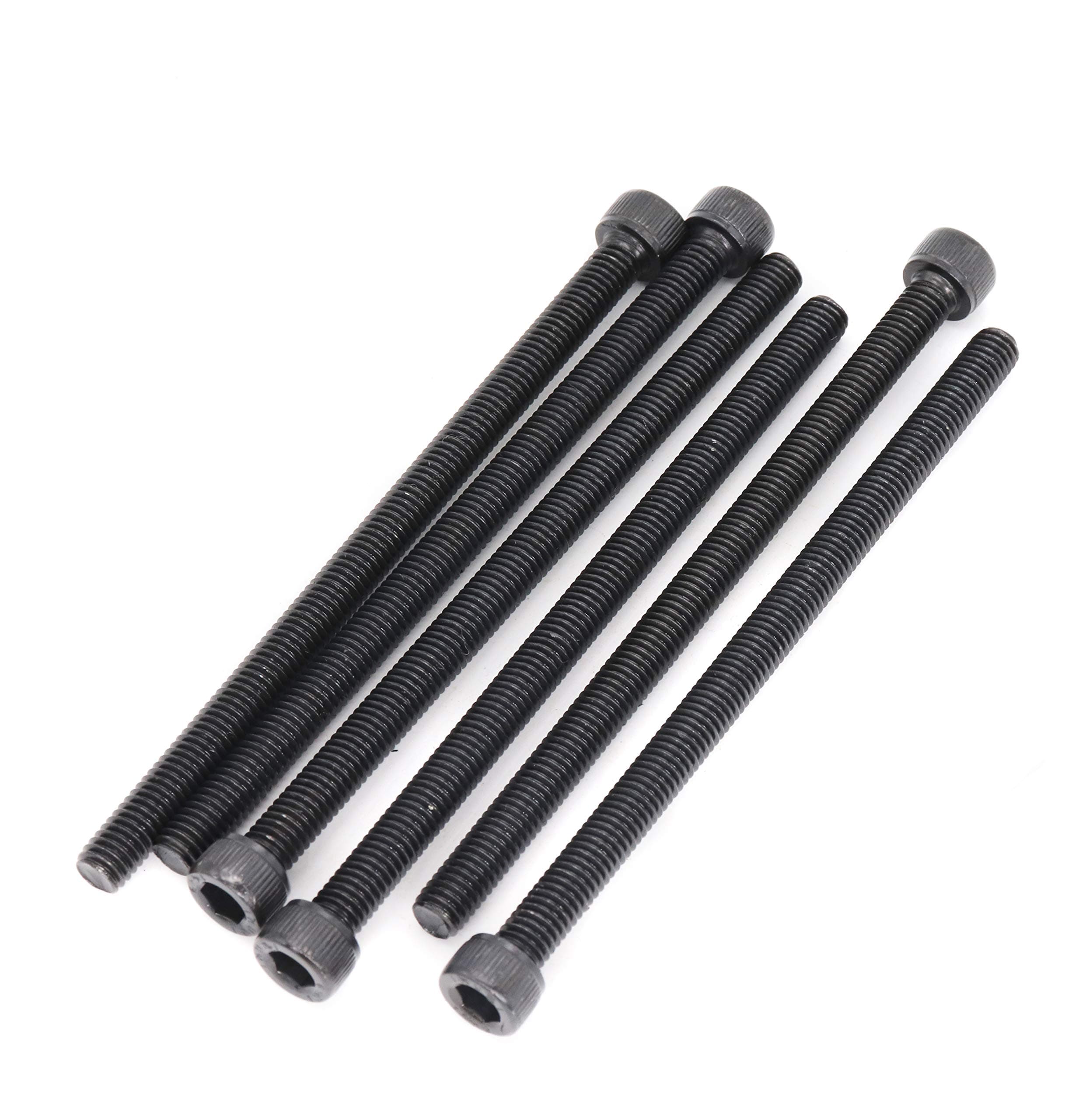 binifiMux 6pcs M6 x 100mm Full Thread Black Hexagon Socket Cap Head Bolt Alloy Steel 12.9 Grade
