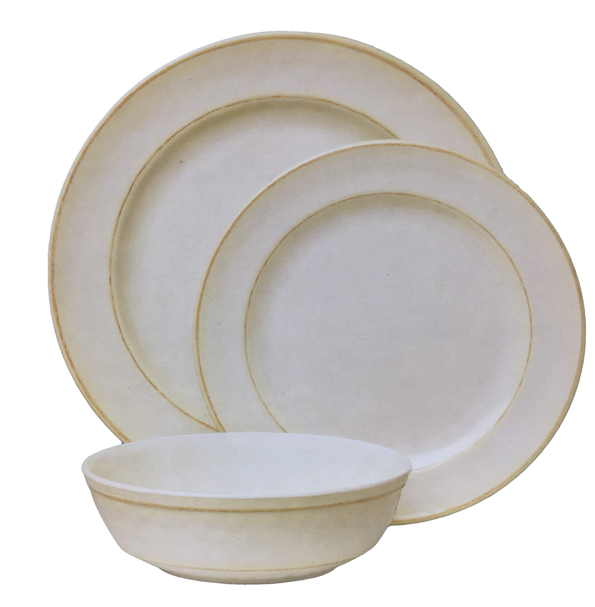 12 Piece Melamine Dinnerware Set, Off White