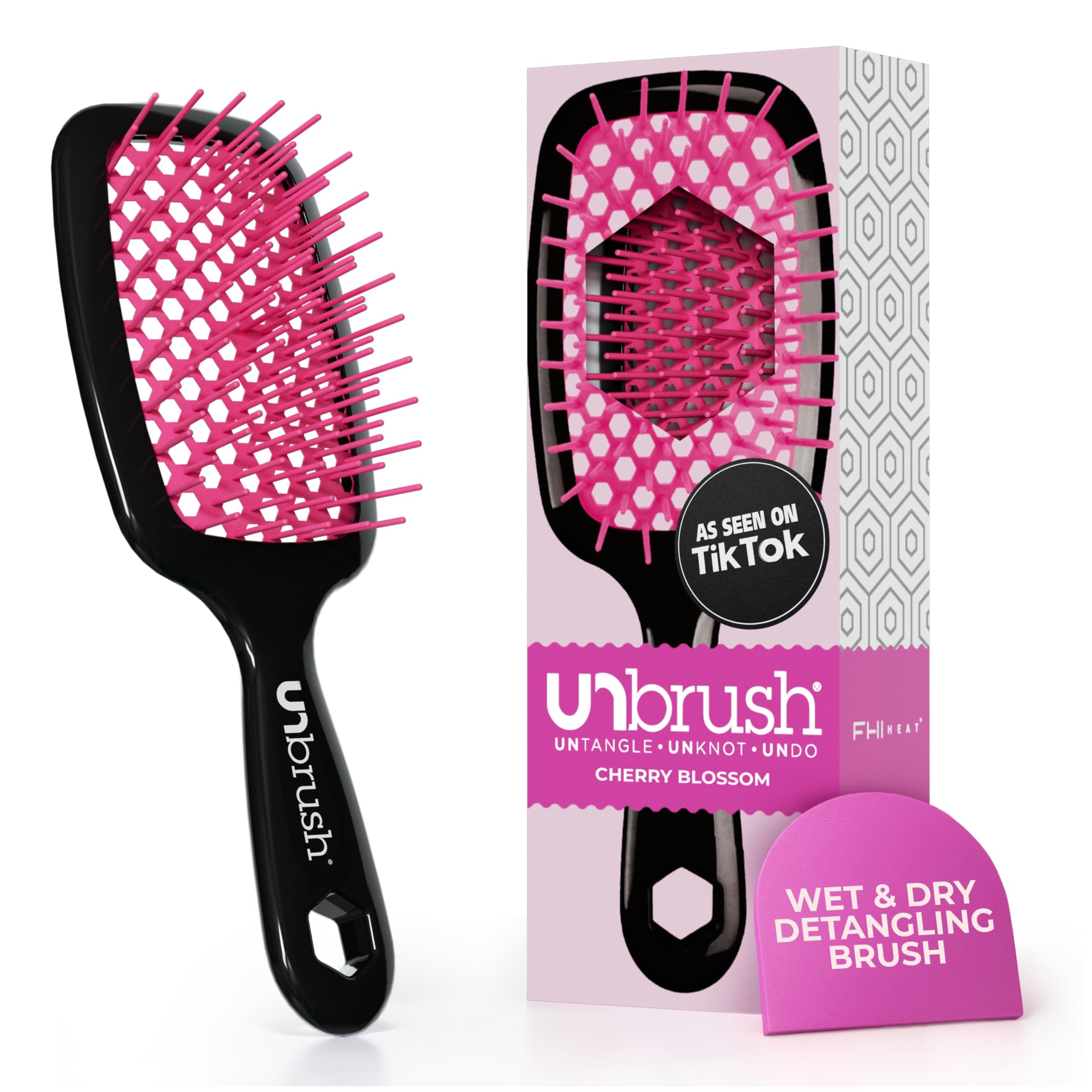 UNbrush Detangling Brush for Pain-Free Brushing on All Wet or Dry Hair Types — Durable DuoFlex Anti-Static Bristles, Lightweight Handle, Vented Hair Brush