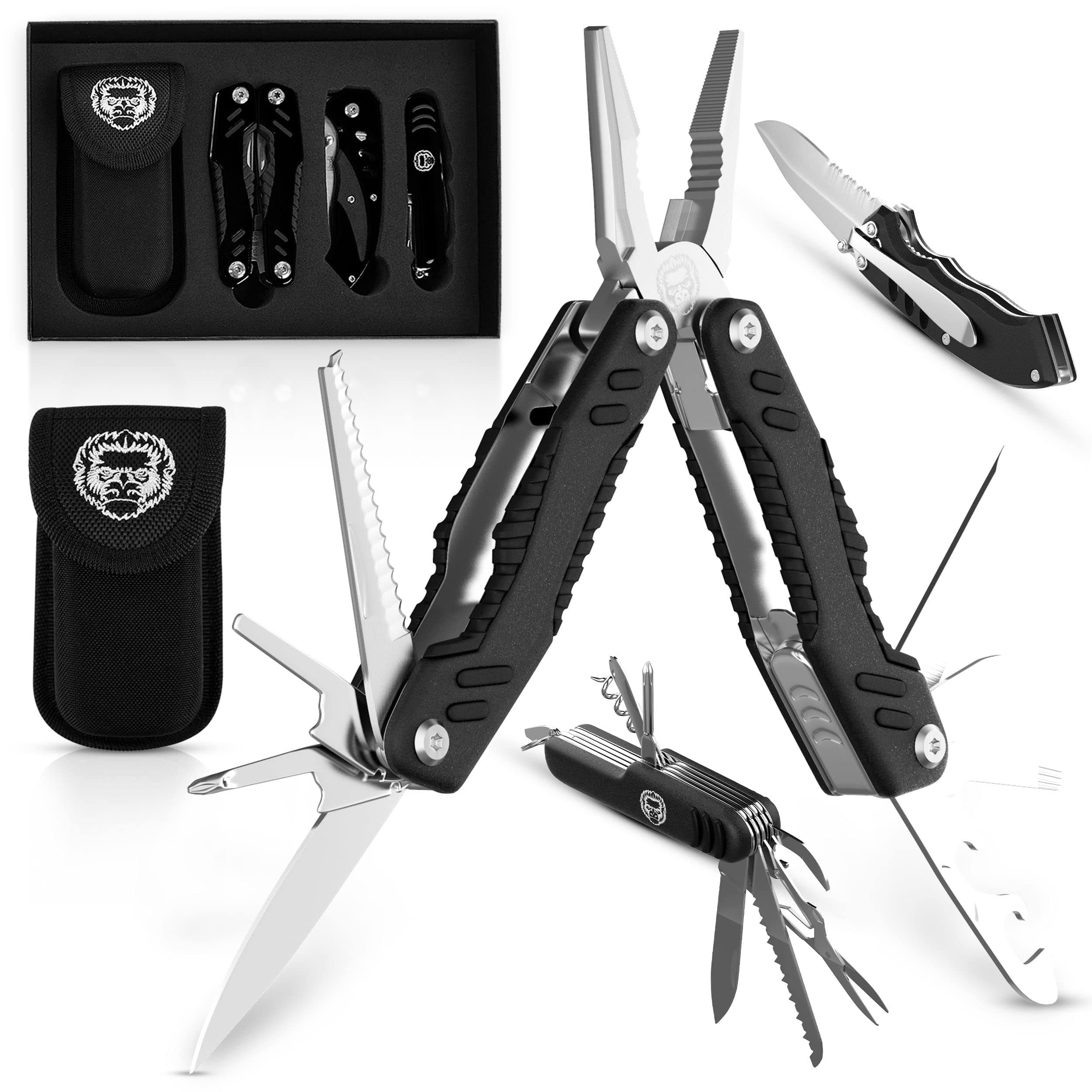 - 3 Piece Pocket Multitool Utility Knife Gift Set (Black)