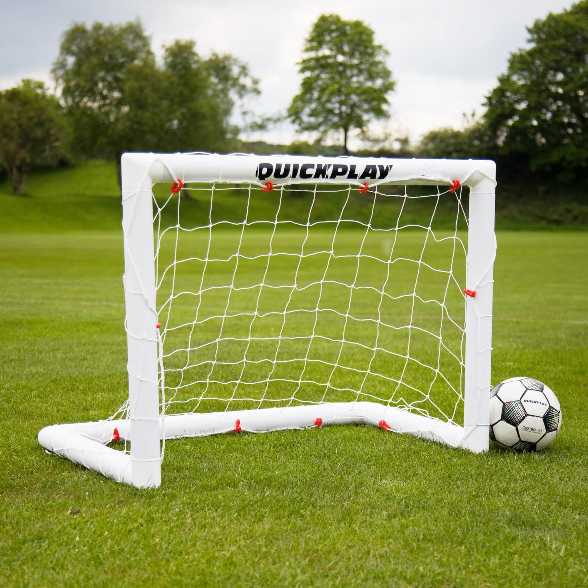 QUICKPLAY Q-Fold Soccer Goal | 30-Second Folding Design for Easy Setup | Portable & Weatherproof uPVC Soccer Goal for Backyard | Durable Post for Adults & Kids