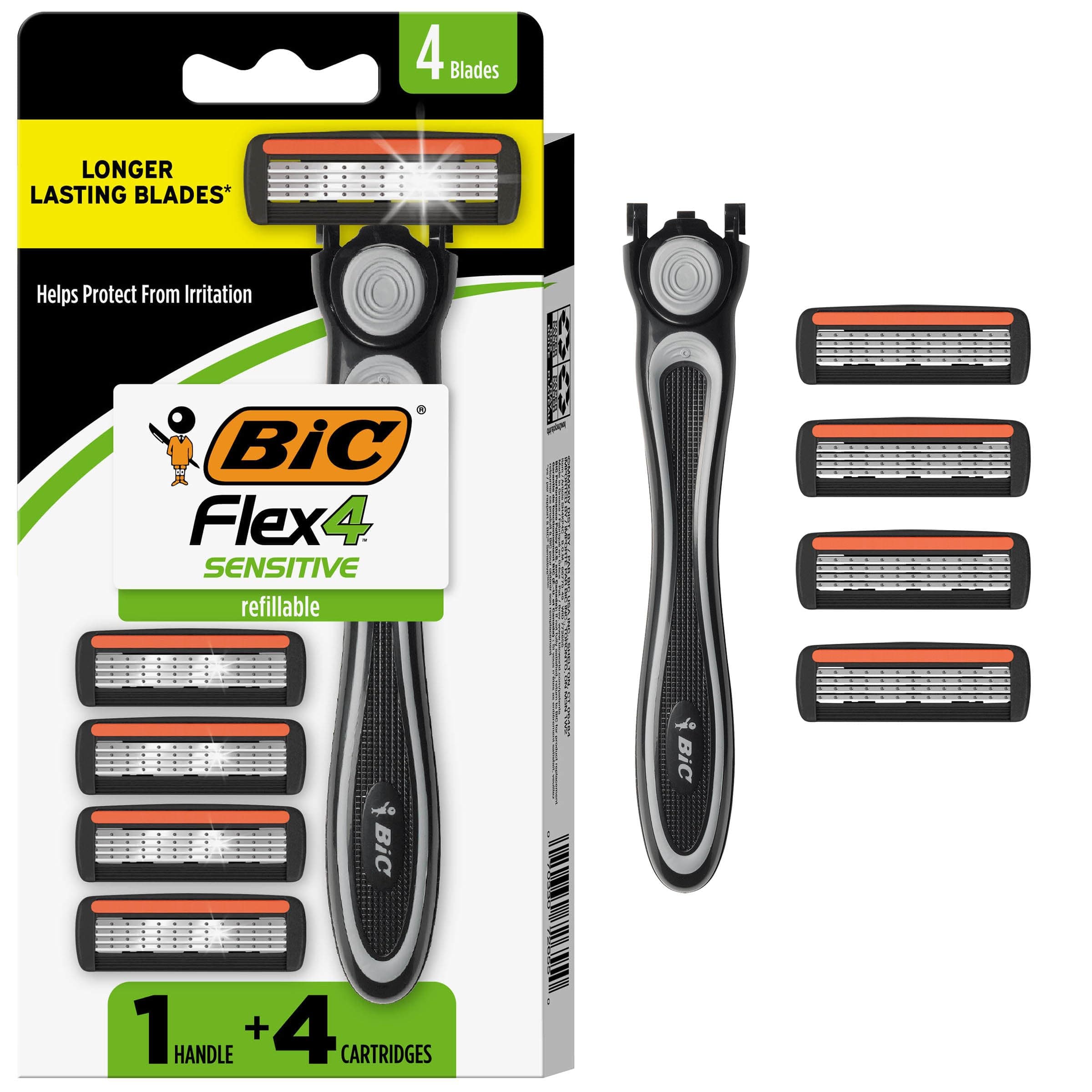 BIC Hybrid 4 Flex Disposable/System Razor, Men, 4-Count