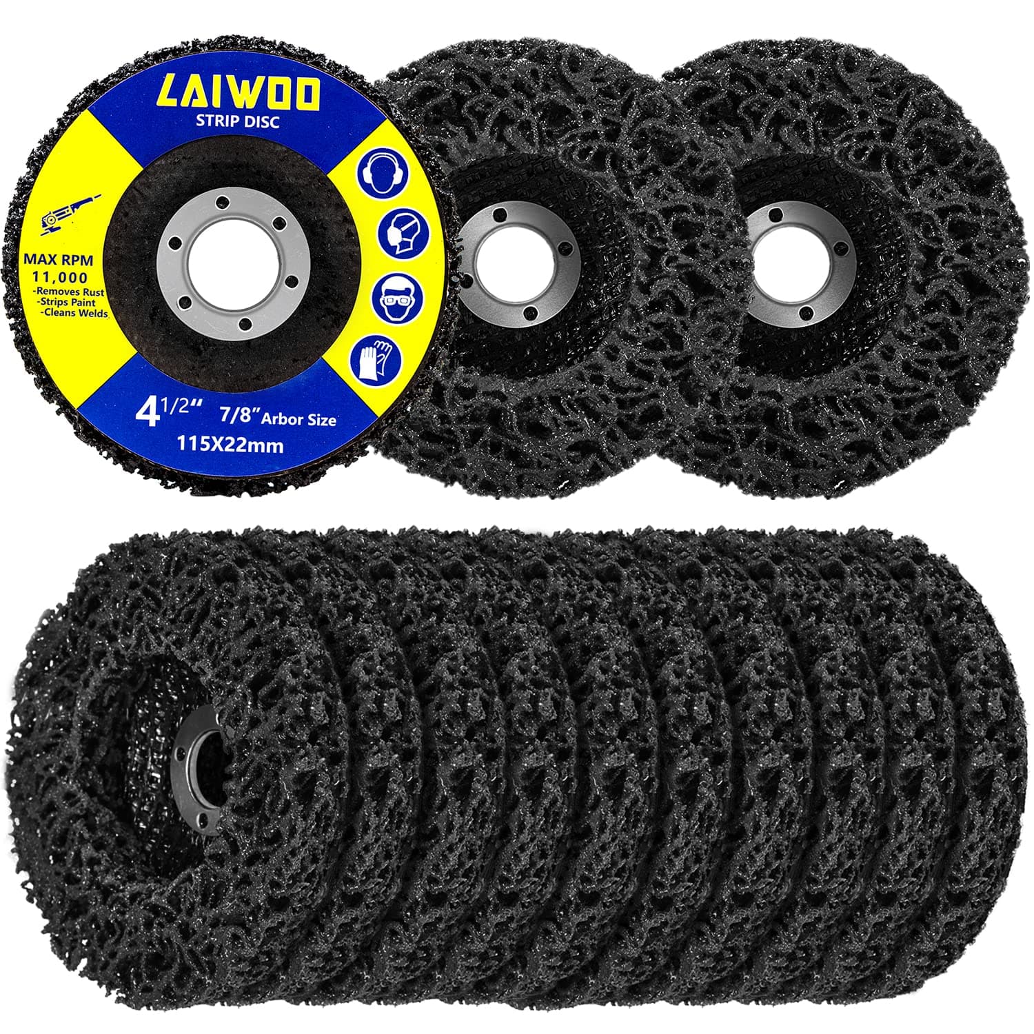 10 Pack Strip Disc Wheel for Angle Grinders Stripping Wheel, Paint Stripping Disc, Poly Abrasive Wheel for Metal Rust Welds, Oxidation, Paint Remover (4-1/2'' x 7/8'') (10)