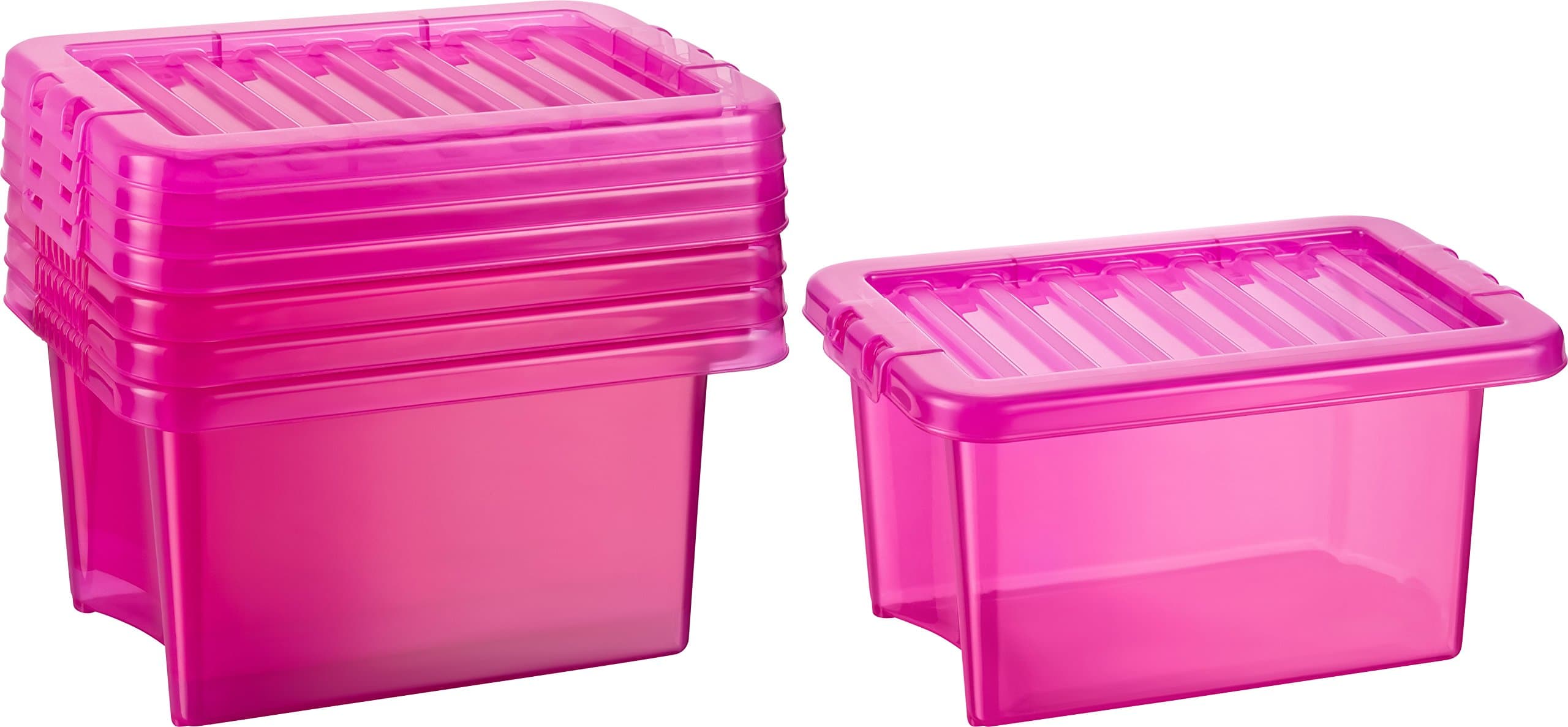 Haushaltsdose Basic Box Set of 5 6.5l Organization System Storage Box pink