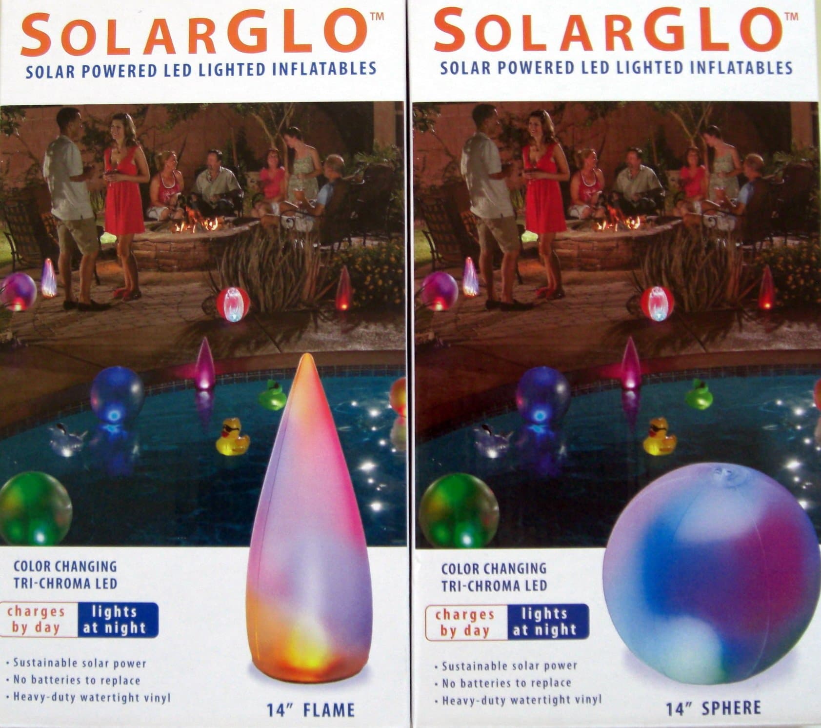 LED Inflatable Sphere & Flame Light Patio Pool Solar Powered